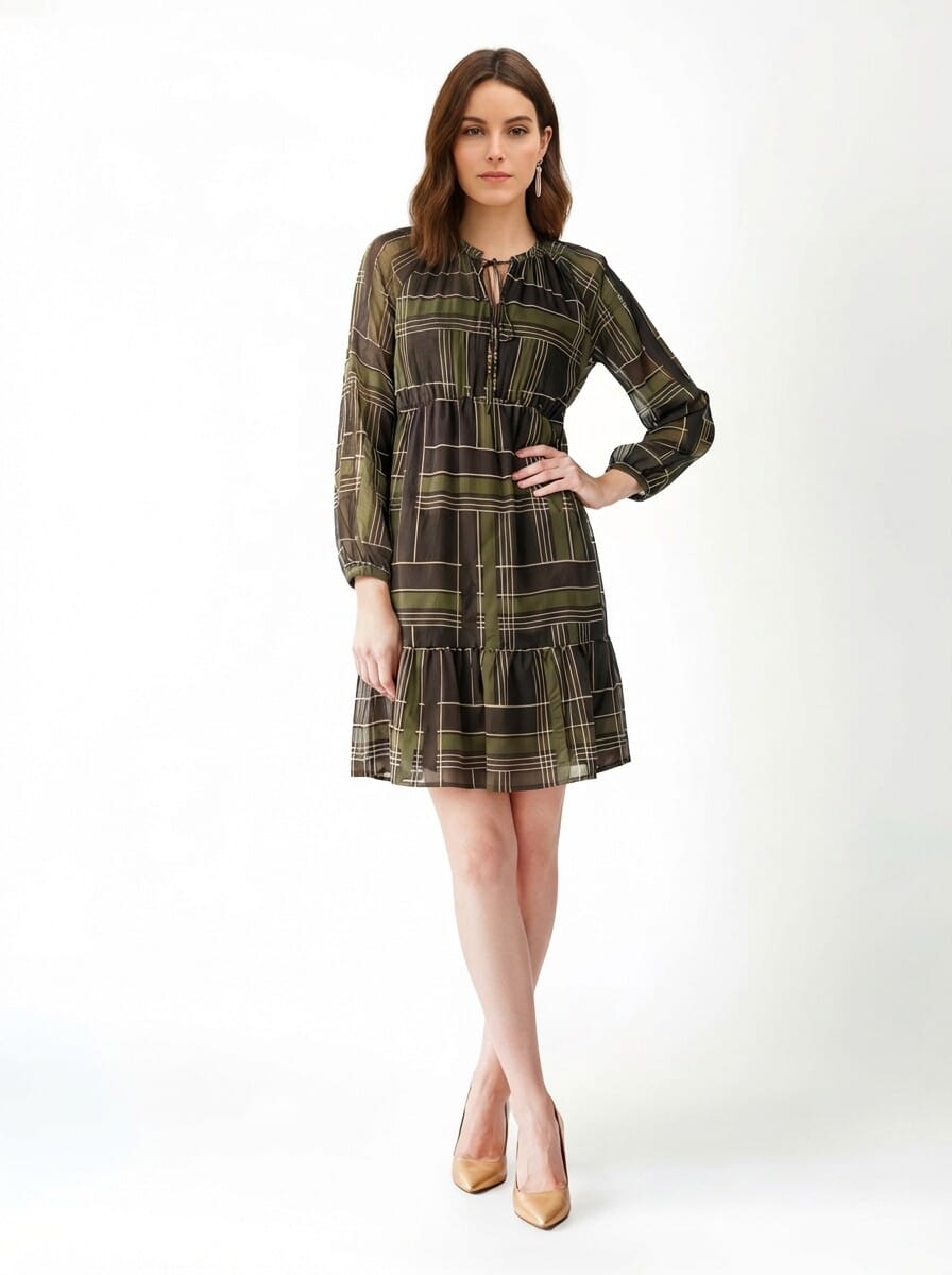 Georgette Short Dress with Neck Ties Rinascimento