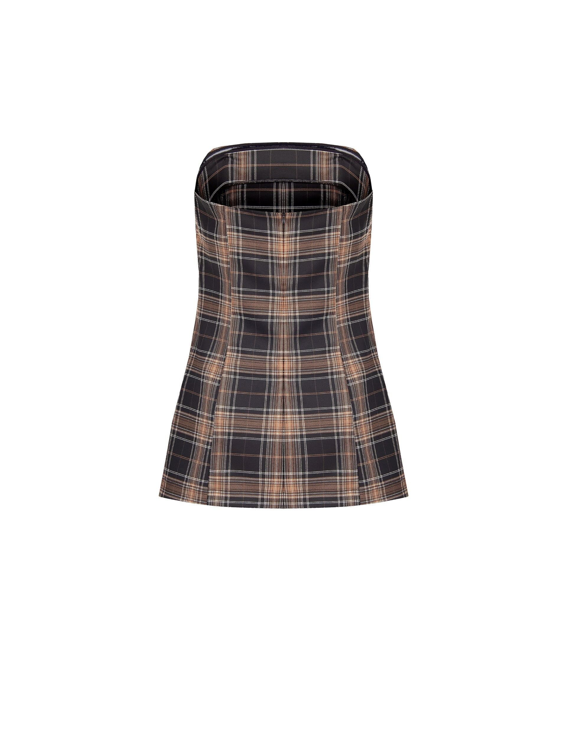 Rinascimento Plaid Poly-Viscose Long-cut Pleated Top