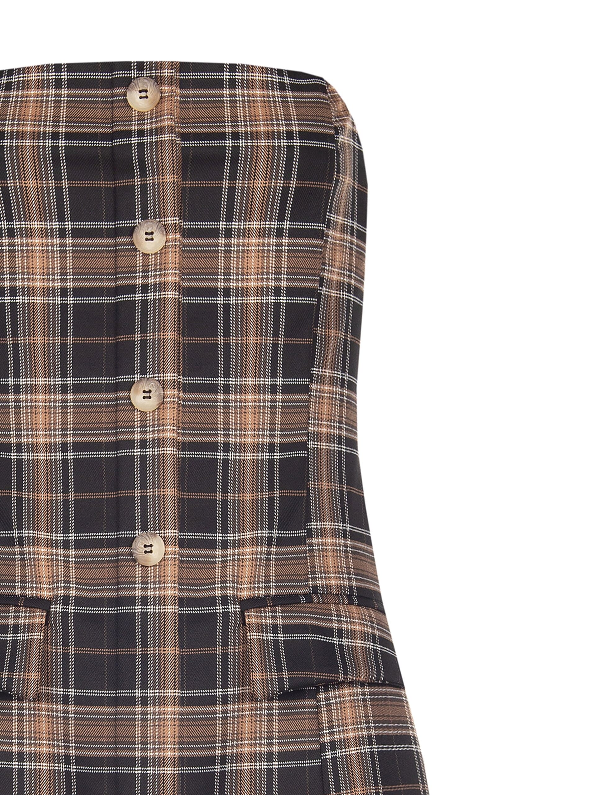 Rinascimento Plaid Poly-Viscose Long-cut Pleated Top