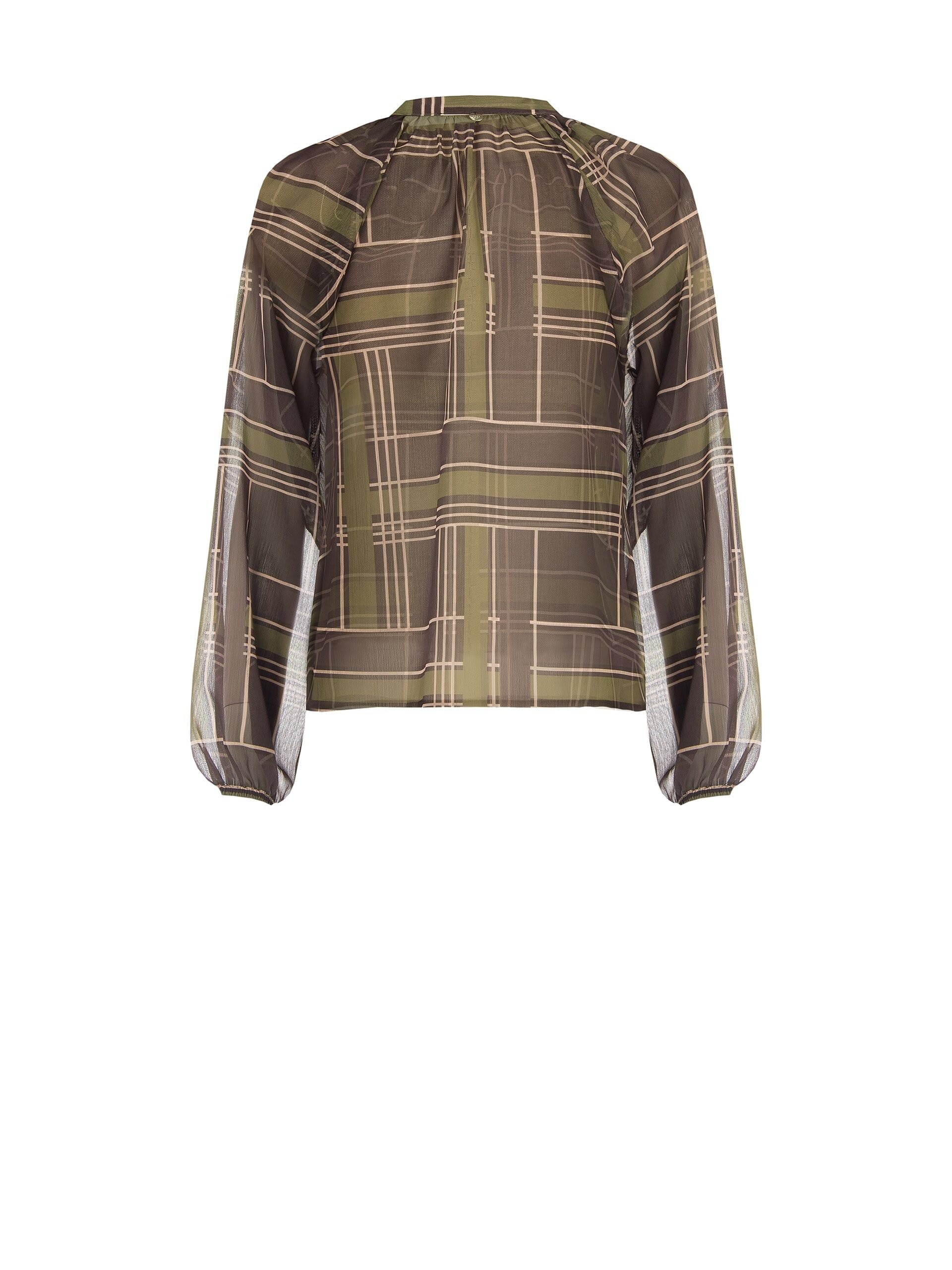 Wide Georgette Checked Blouse With Bowknot Rinascimento