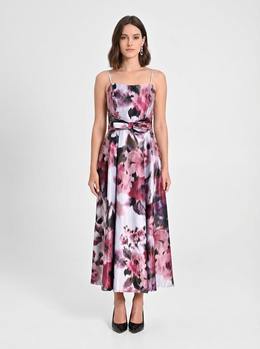 Duchesse Robe midi en satin structuré avec poches Rinascimento