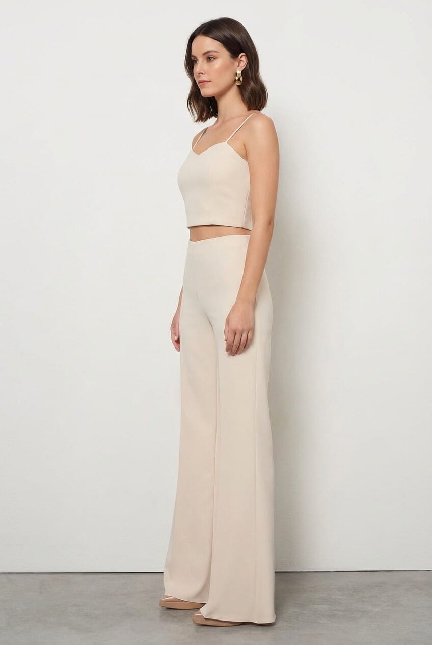 Pantalon palazzo en tissu technique avec fermeture éclair latérale Rinascimento