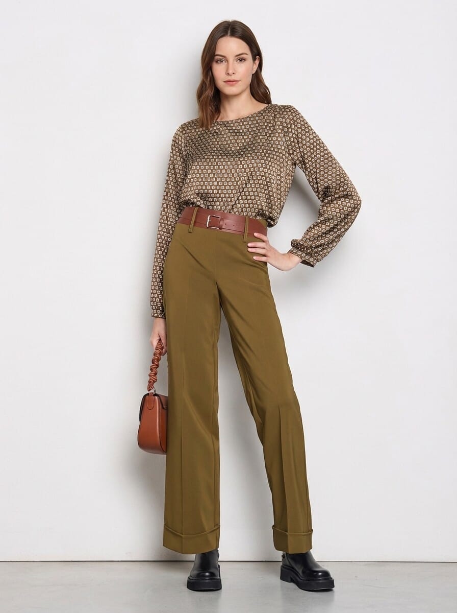 Blusa Ampia In Raso Motivo Geometrico Rinascimento