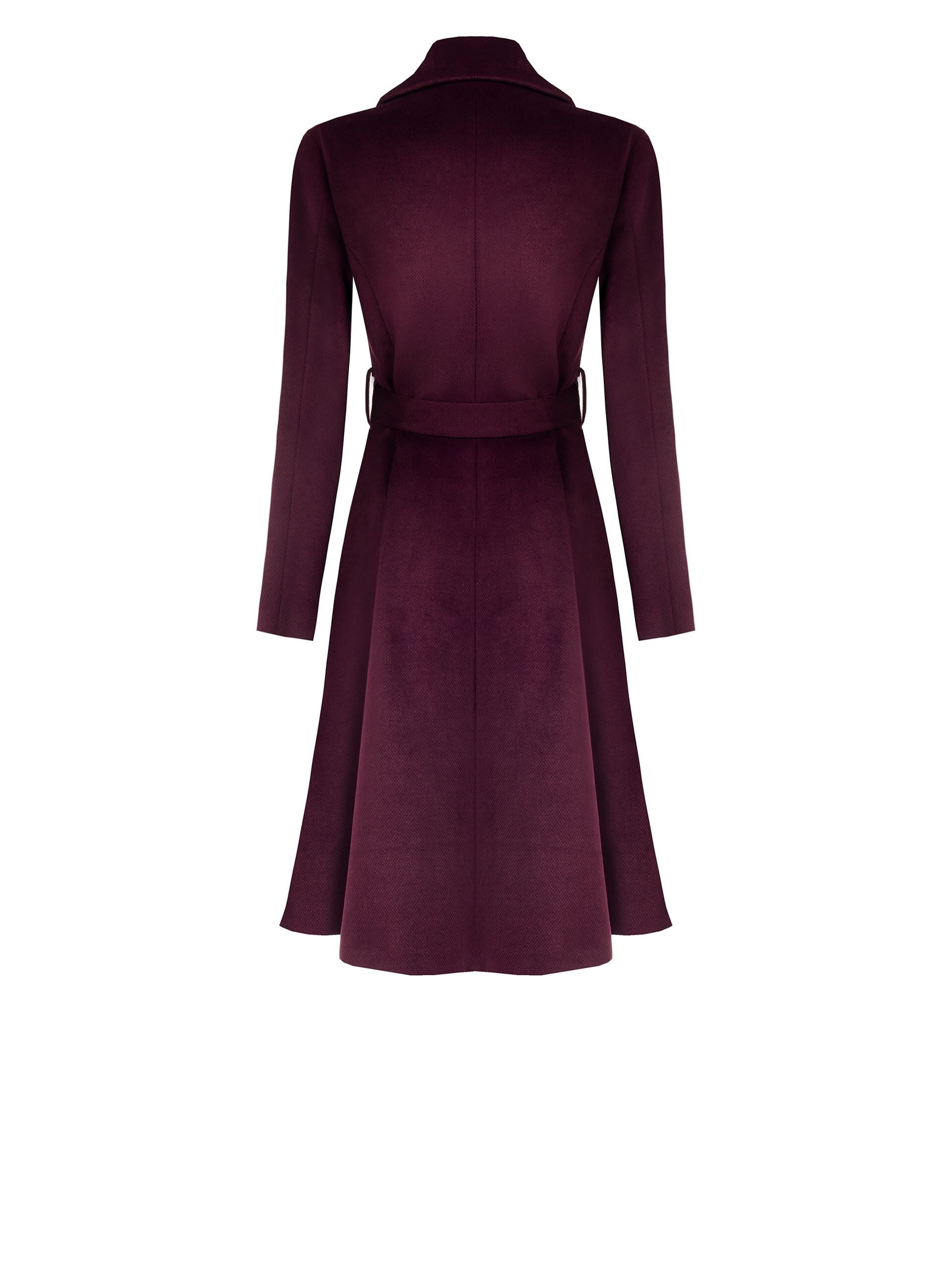 Long Velour Coat With Logo Buttons And Coordinating Belt Rinascimento