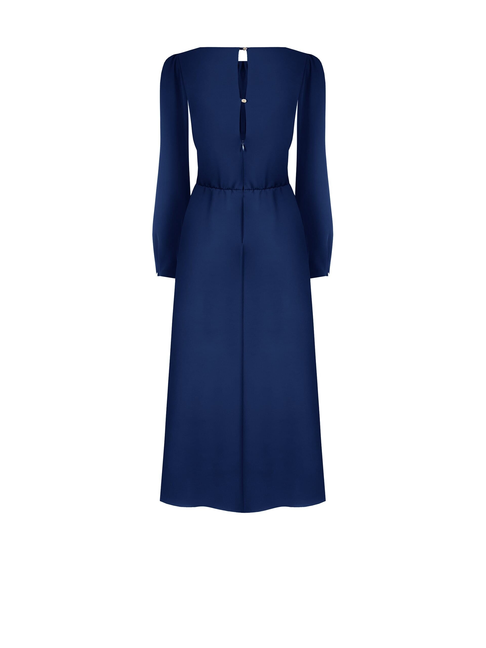 Midi Dress in Fluid Fabric with Stitched Neckline Rinascimento