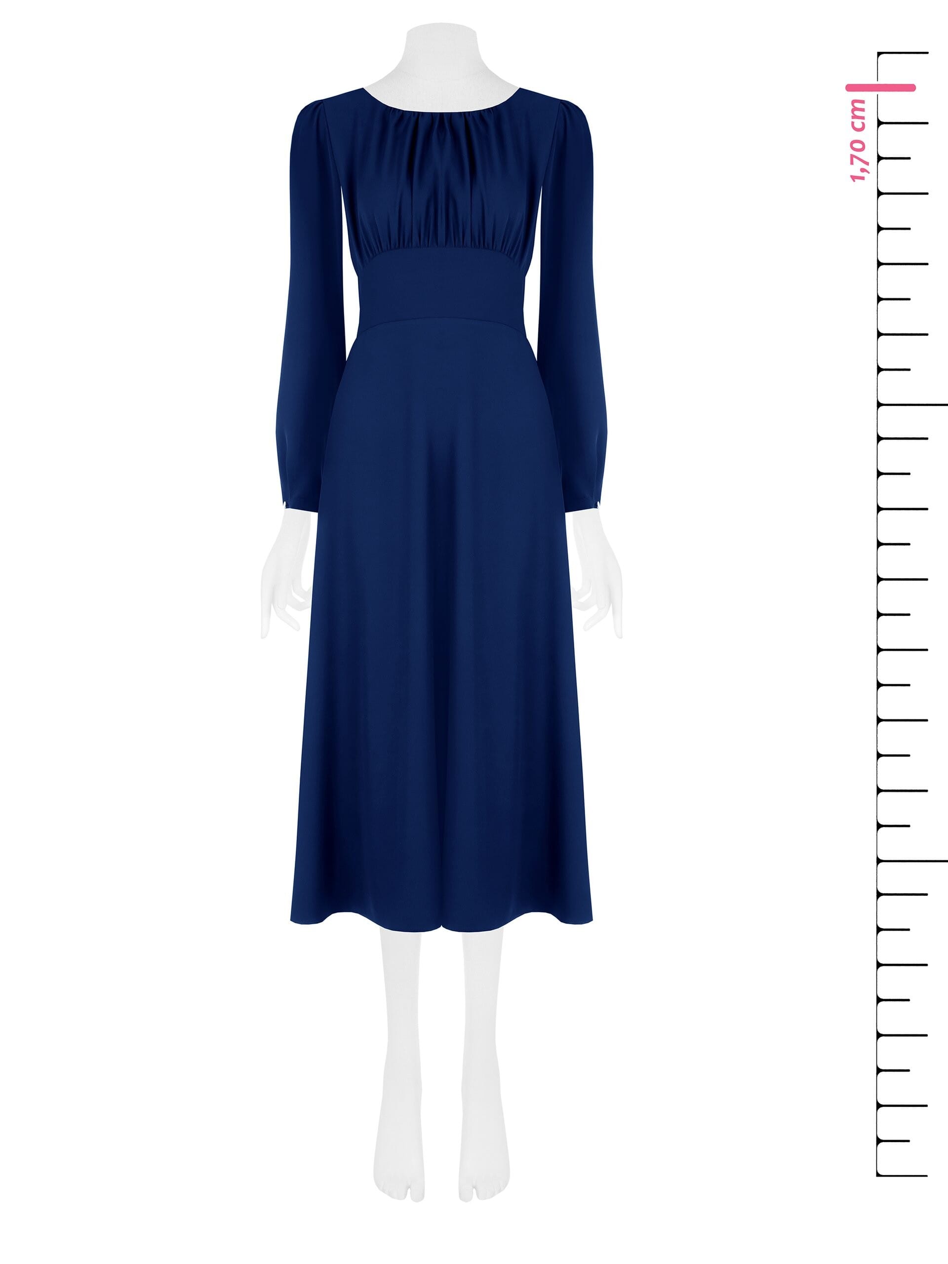 Midi Dress in Fluid Fabric with Stitched Neckline Rinascimento