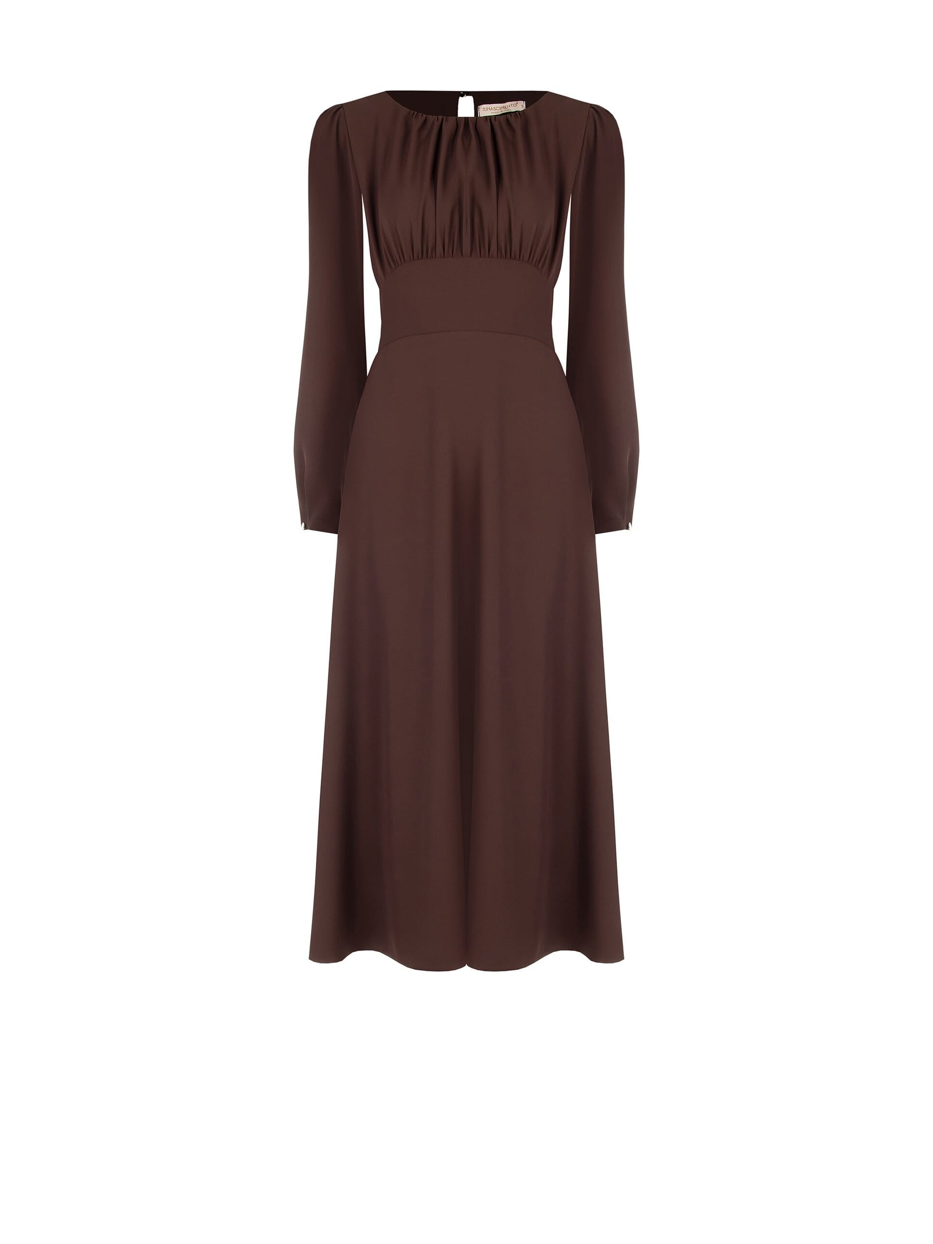 Midi Dress in Fluid Fabric with Stitched Neckline Rinascimento