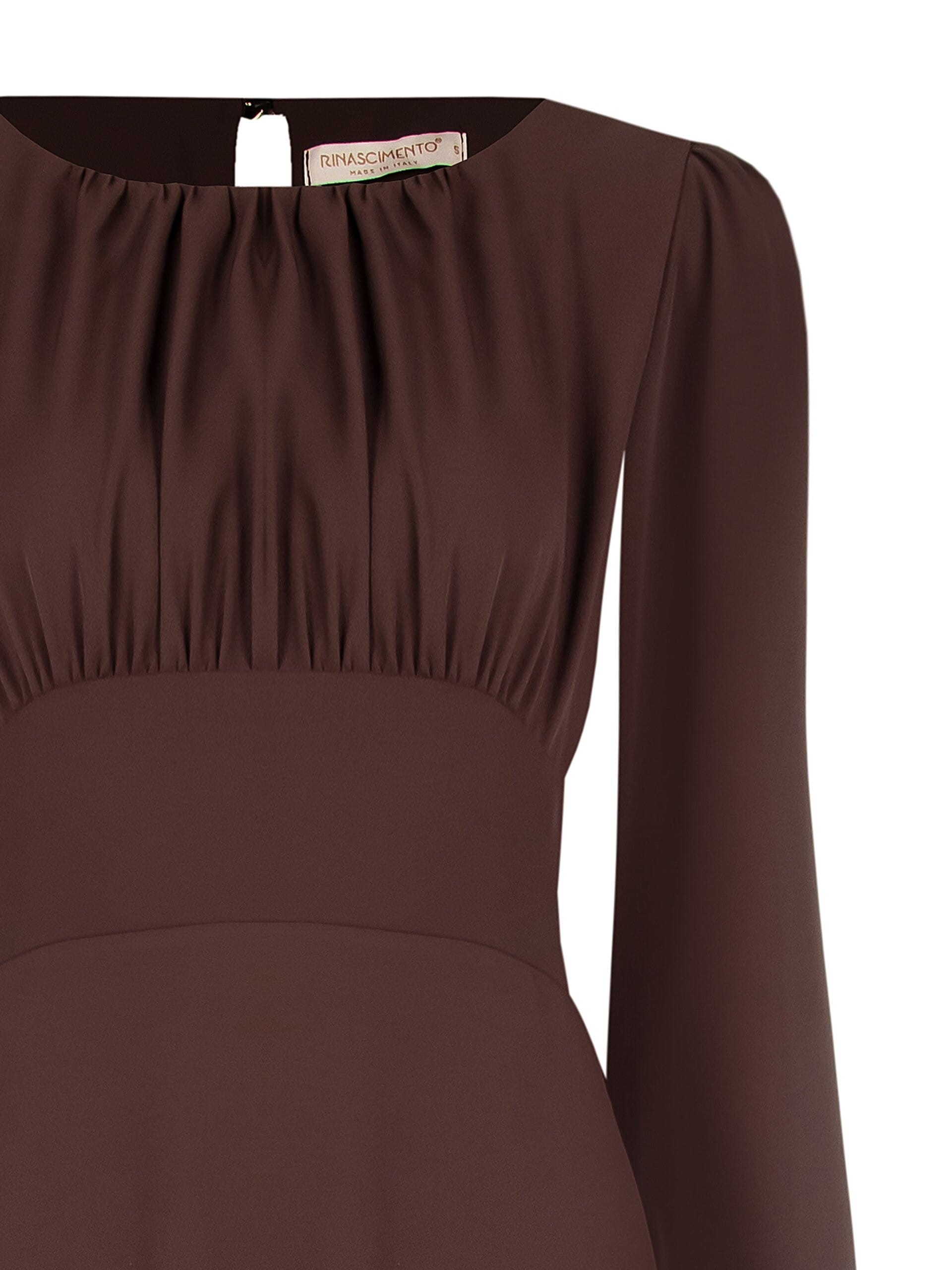 Midi Dress in Fluid Fabric with Stitched Neckline Rinascimento