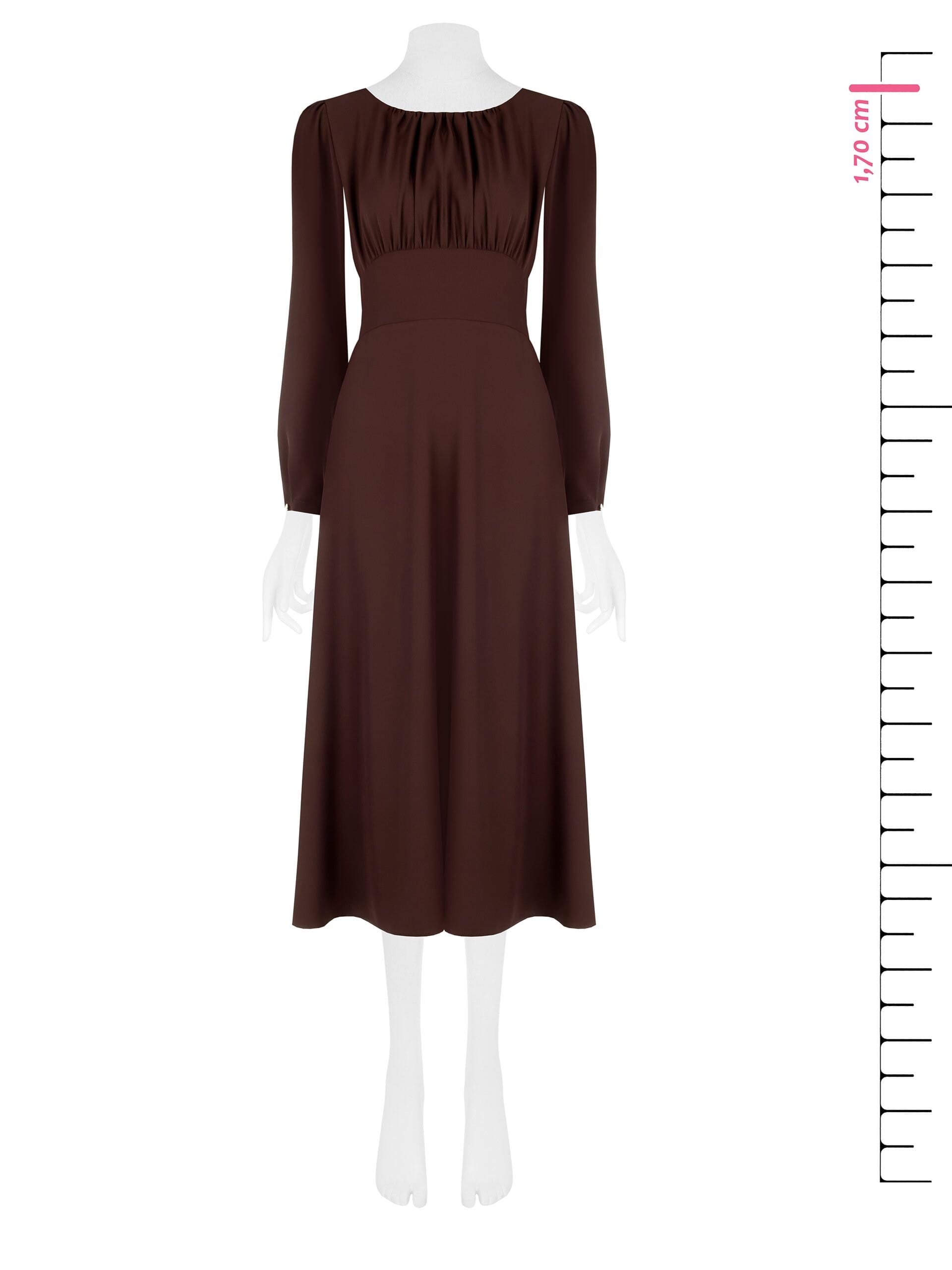 Midi Dress in Fluid Fabric with Stitched Neckline Rinascimento