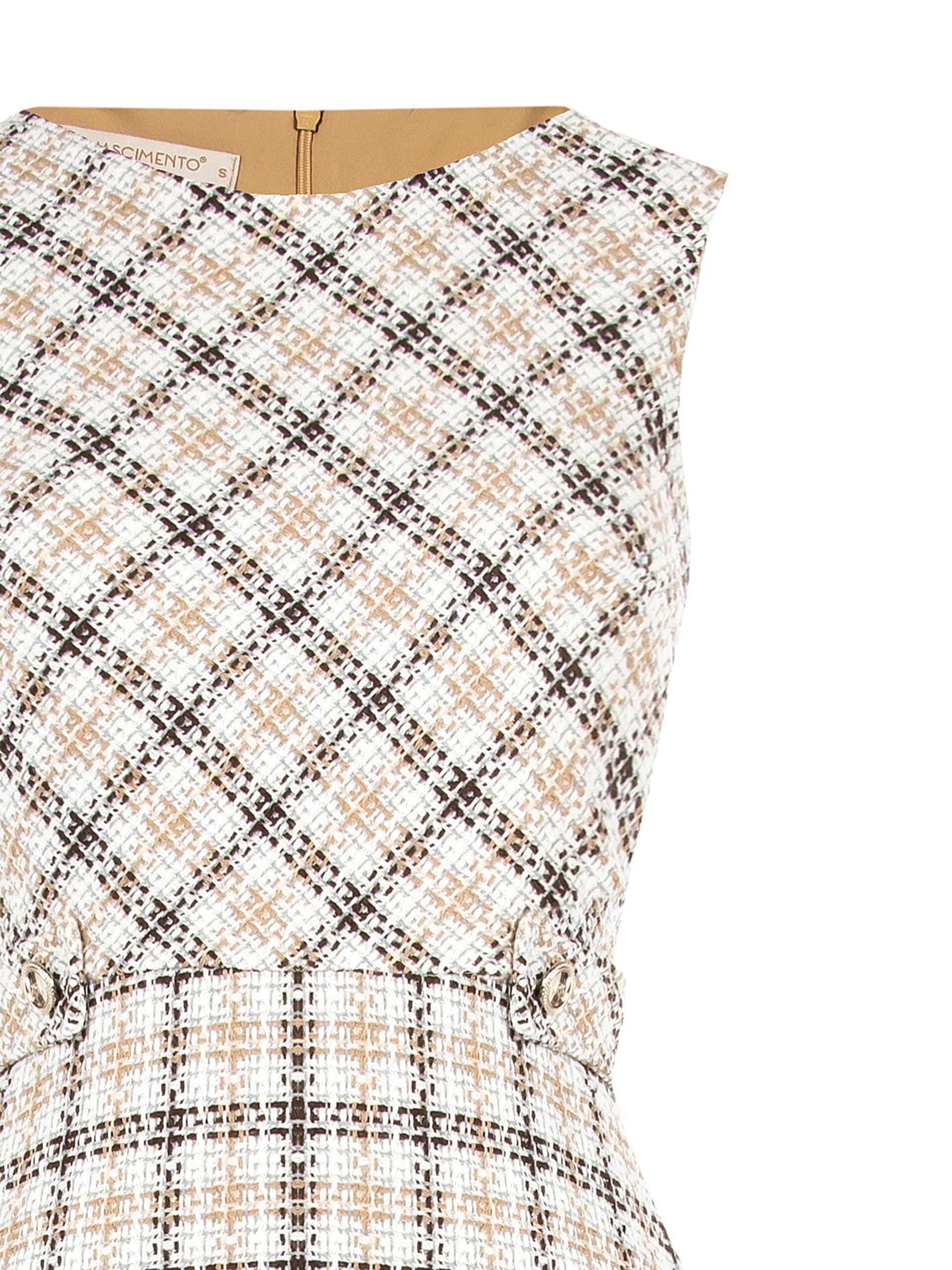 Abito Corto A Trapezio In Tweed Con Bottoni Logo Rr E Fondo Sfrangiato Rinascimento