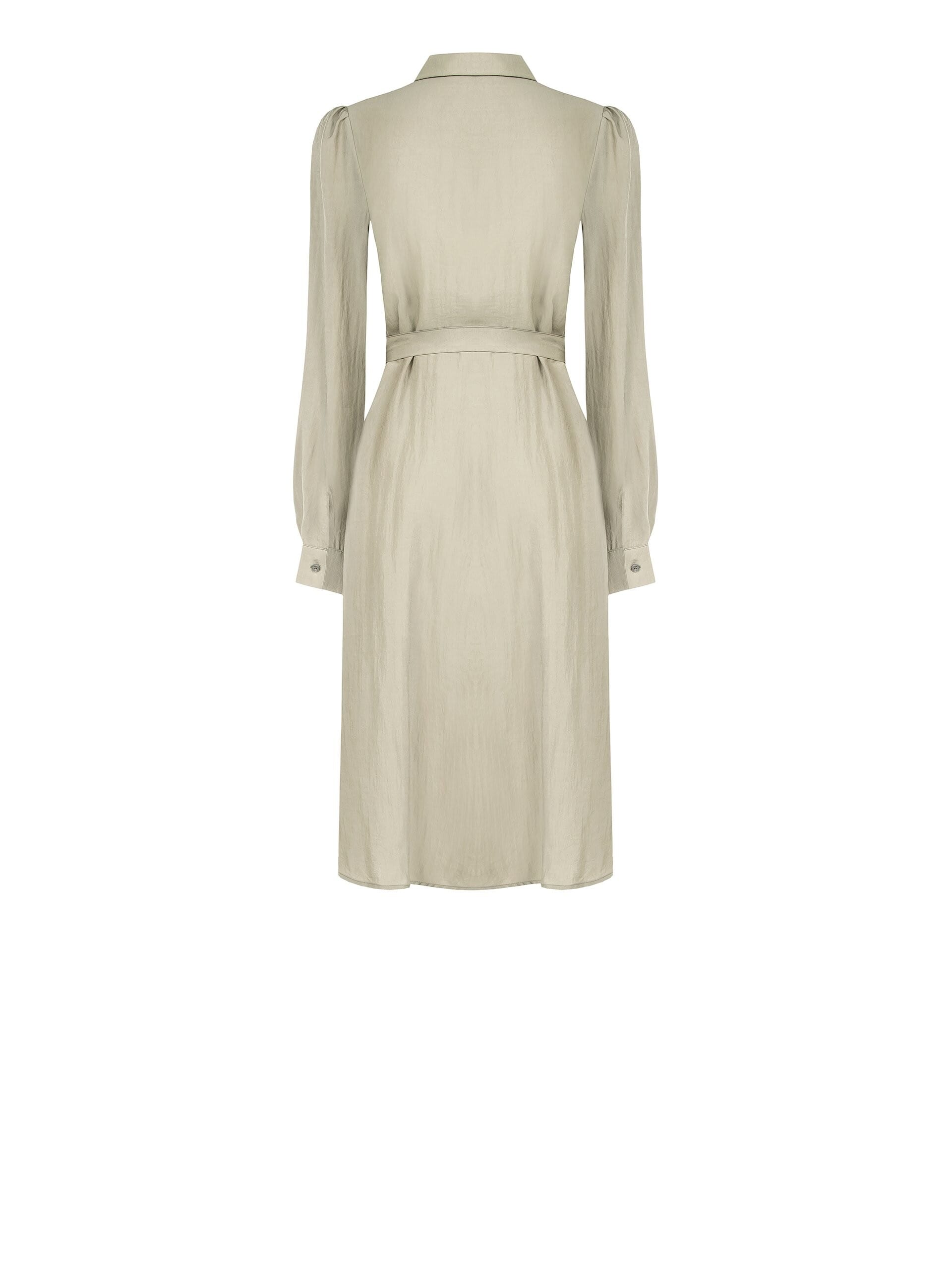 Lightweight Mixed Viscose Chemisier Midi Dress with Coordinated Belt Rinascimento