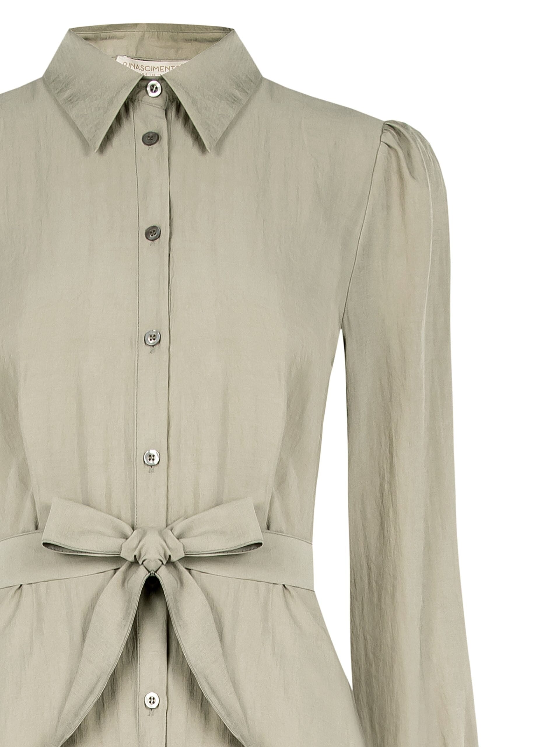 Lightweight Mixed Viscose Chemisier Midi Dress with Coordinated Belt Rinascimento