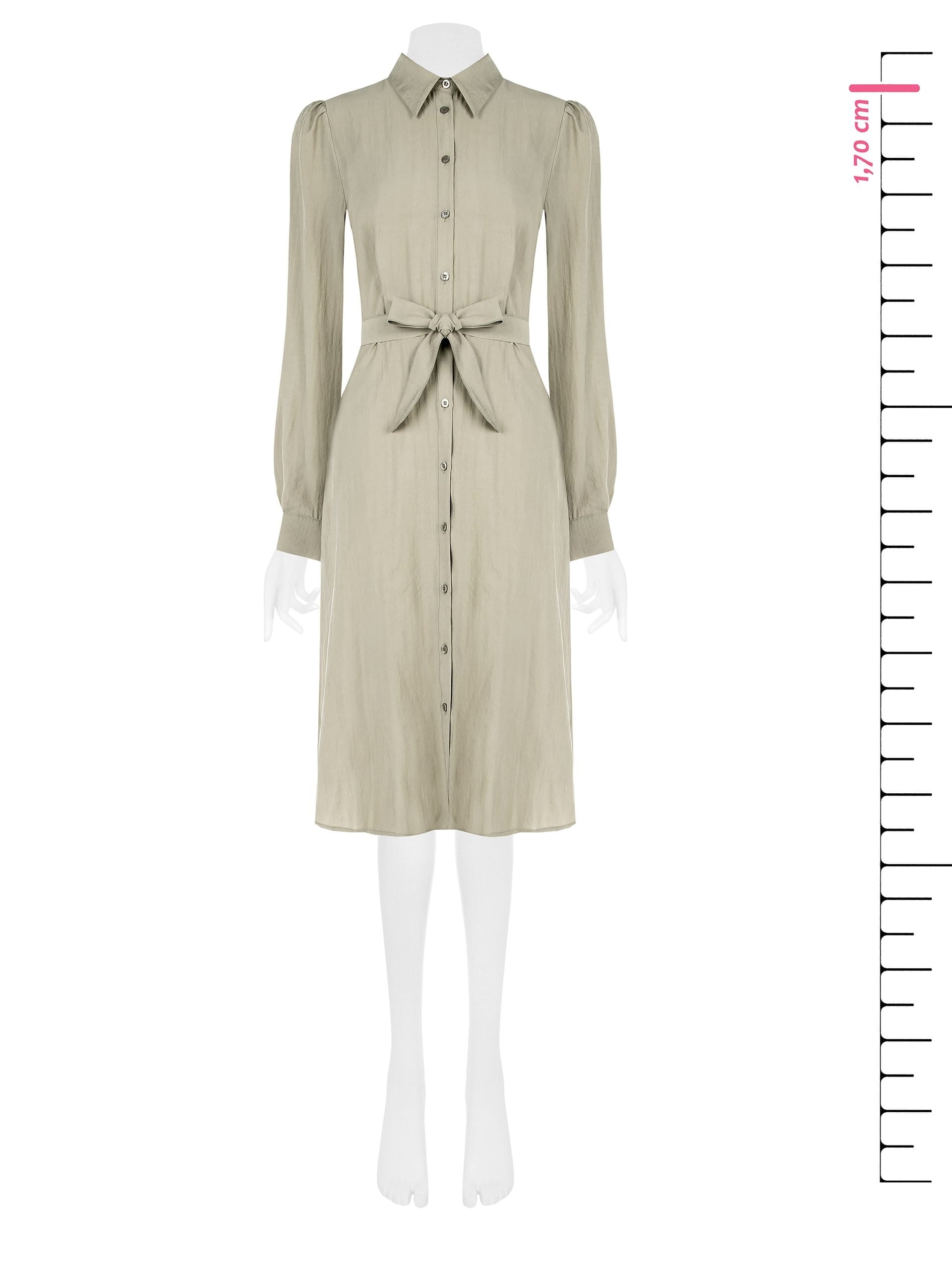 Lightweight Mixed Viscose Chemisier Midi Dress with Coordinated Belt Rinascimento