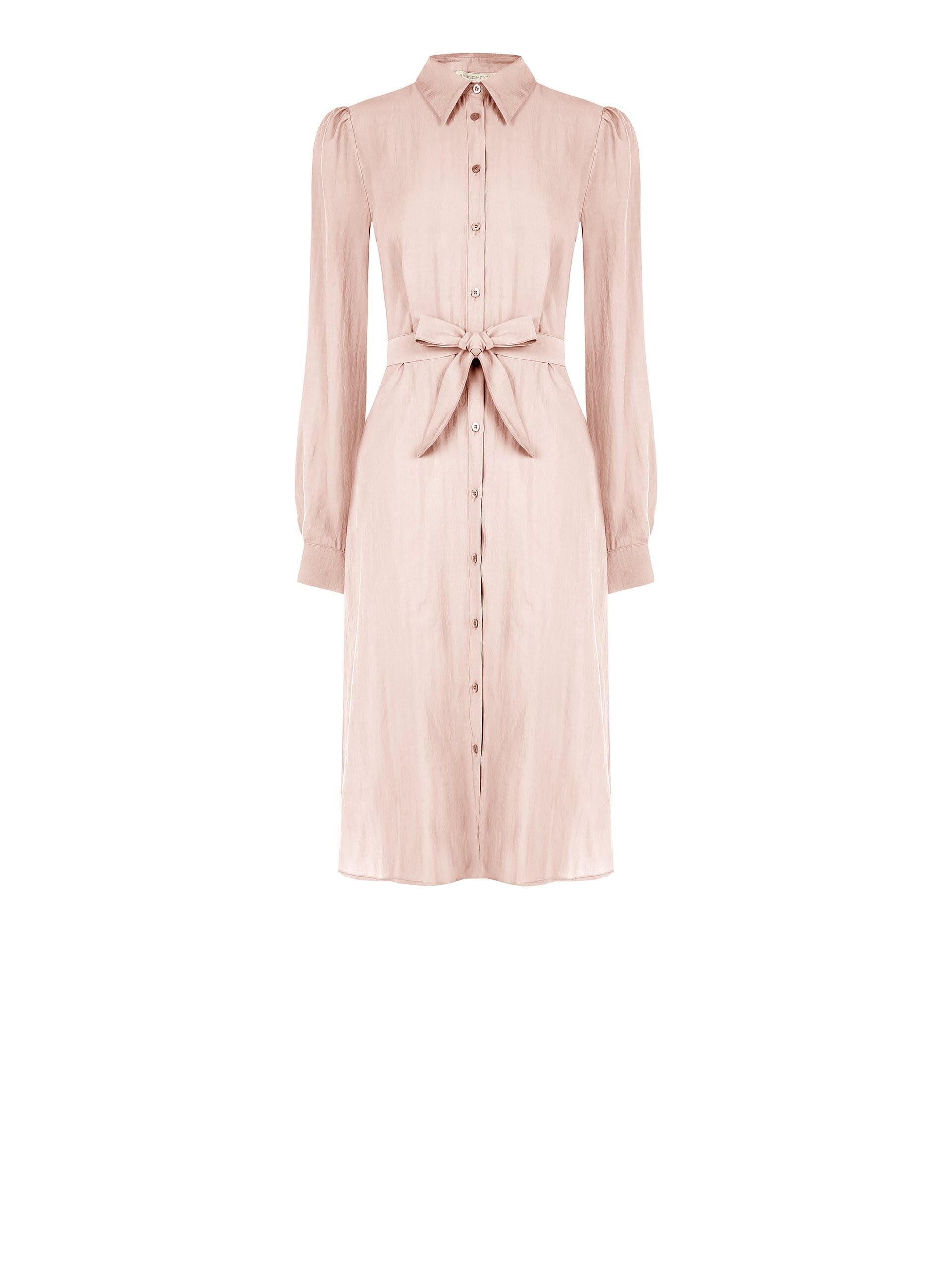 Lightweight Mixed Viscose Chemisier Midi Dress with Coordinated Belt Rinascimento