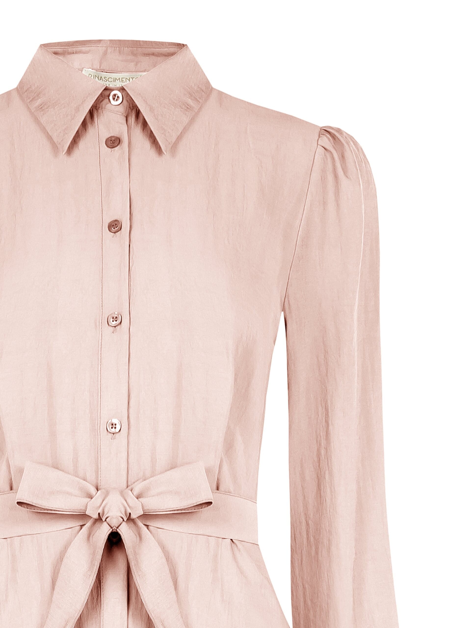 Lightweight Mixed Viscose Chemisier Midi Dress with Coordinated Belt Rinascimento