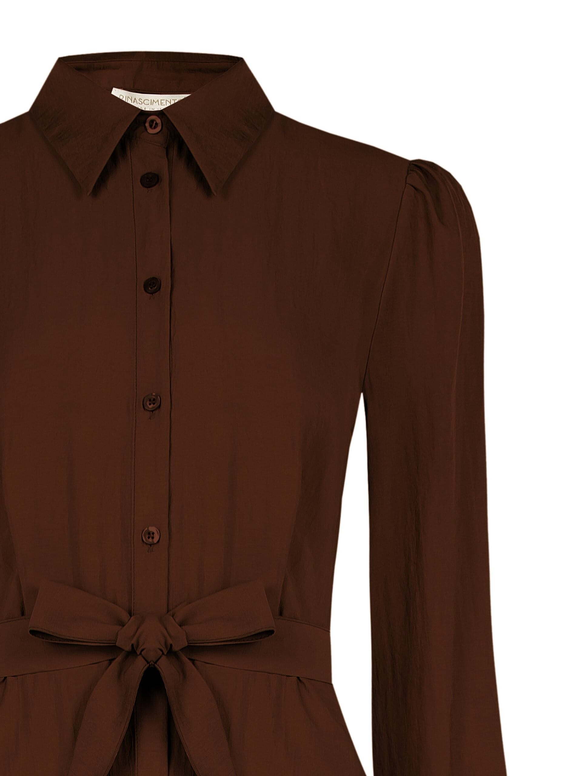 Lightweight Mixed Viscose Chemisier Midi Dress with Coordinated Belt Rinascimento