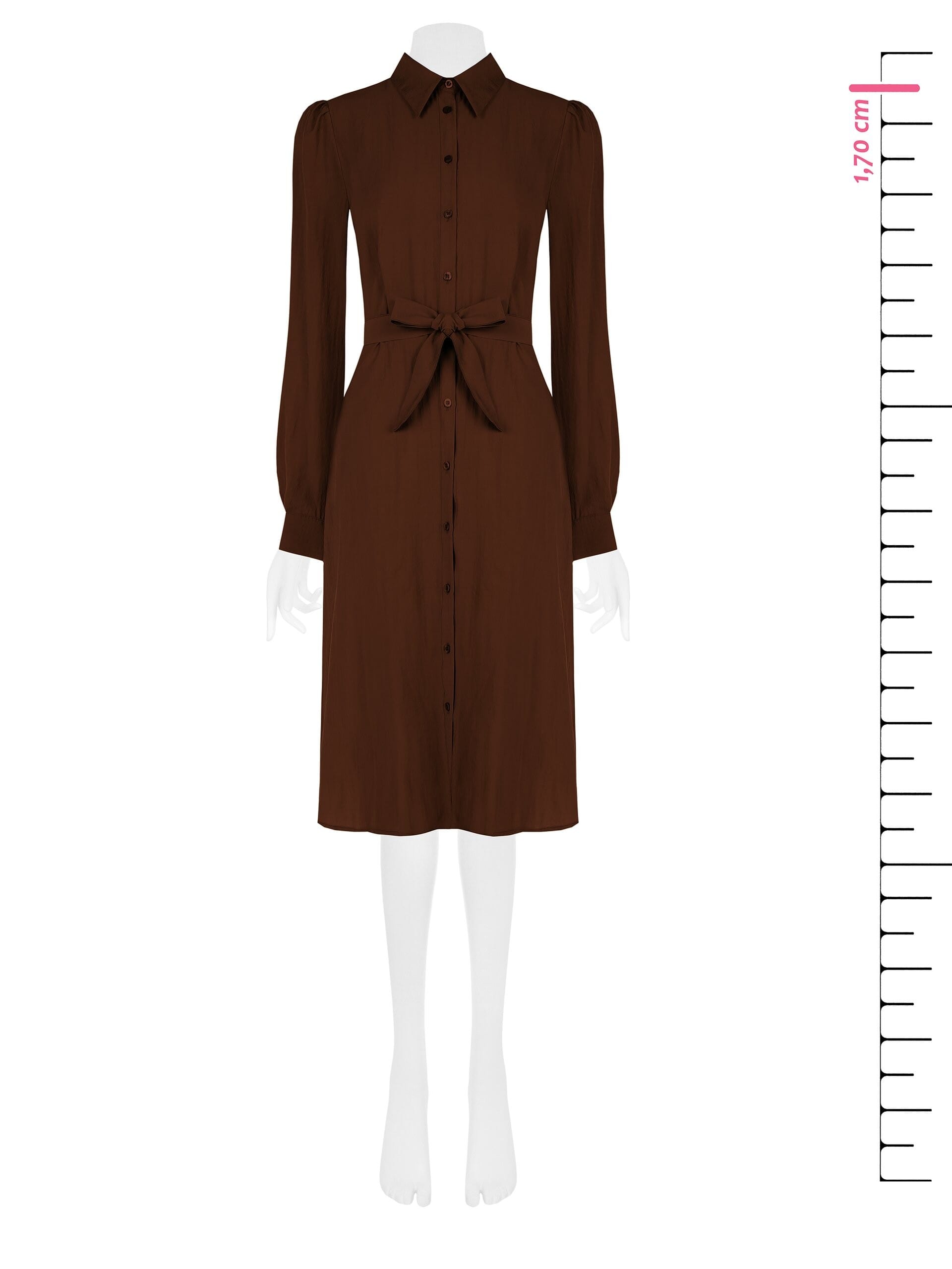 Lightweight Mixed Viscose Chemisier Midi Dress with Coordinated Belt Rinascimento