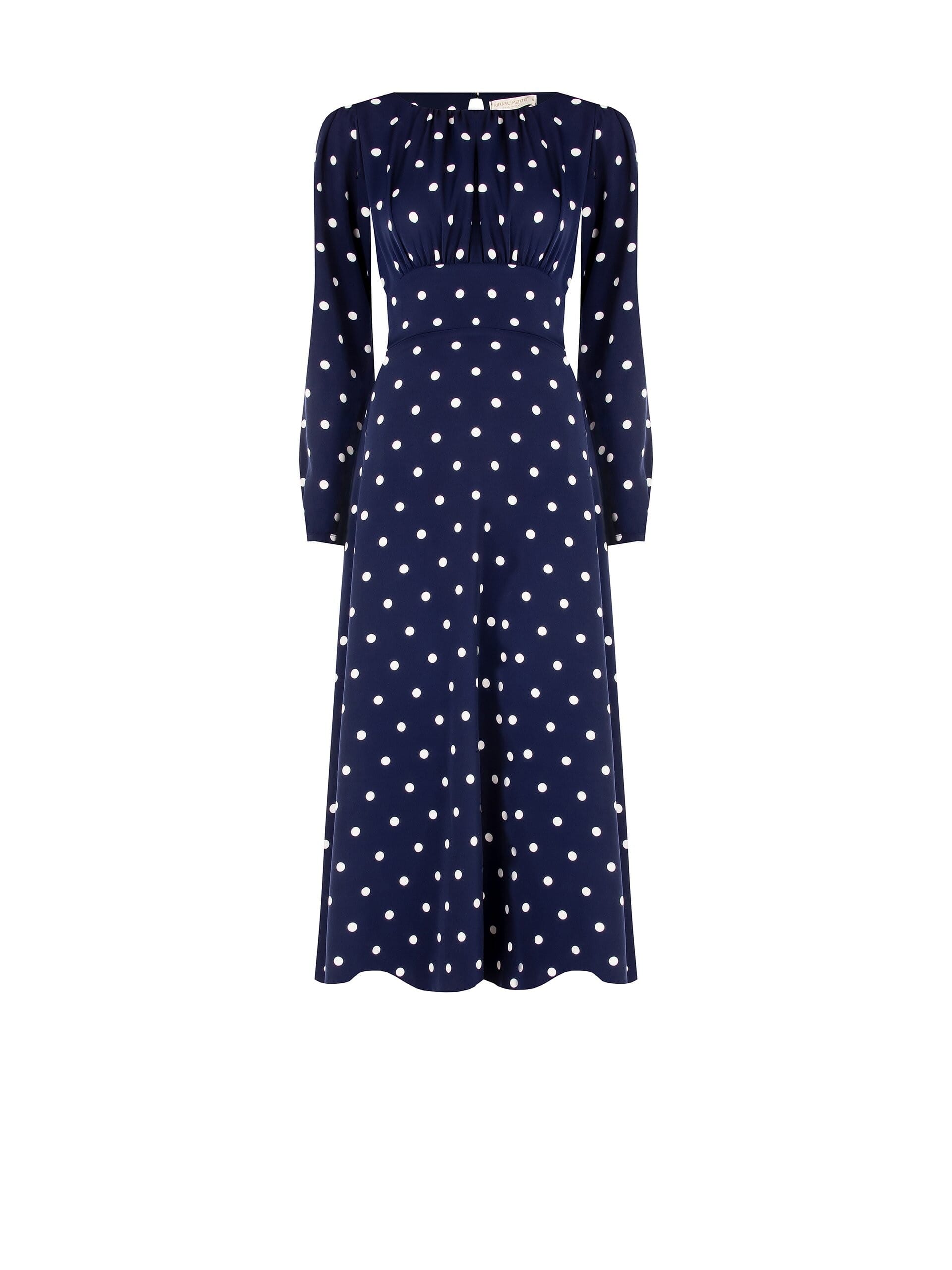 Robe midi à pois en satin avec encolure piquée Rinascimento