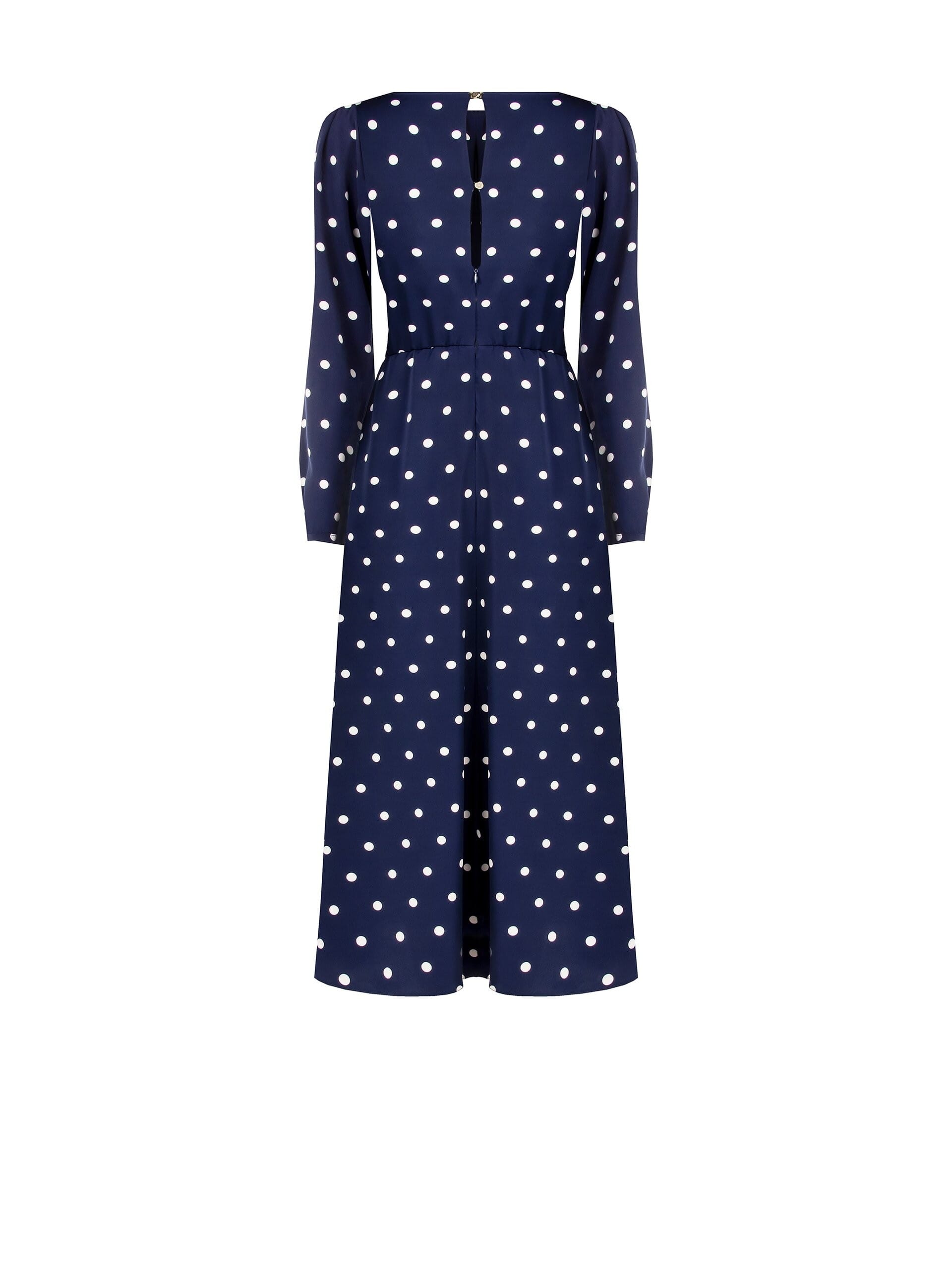 Robe midi à pois en satin avec encolure piquée Rinascimento