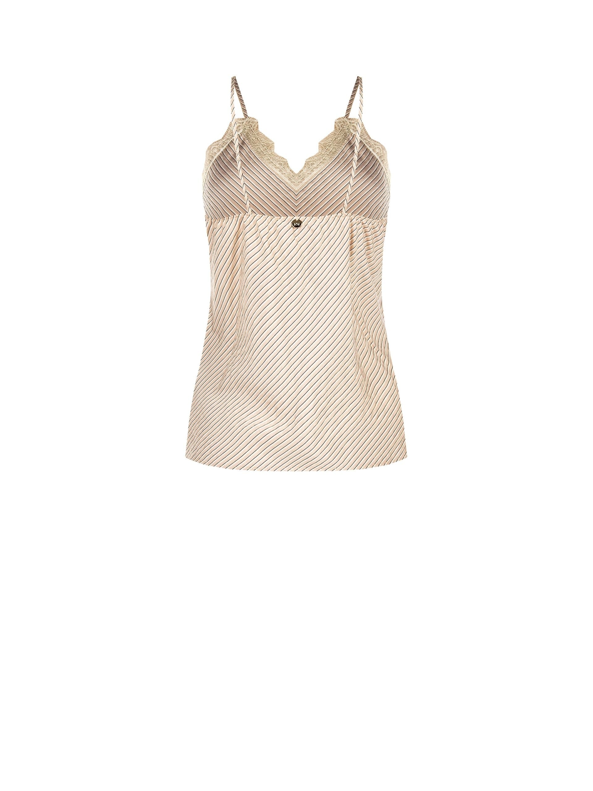 Slim Fit Viscose Blend Top with Lightly Crumpled Effect With Applied Rose And Lace Rinascimento