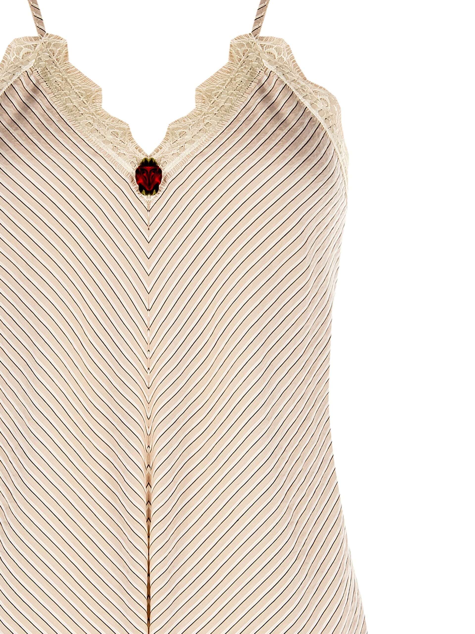 Slim Fit Viscose Blend Top with Lightly Crumpled Effect With Applied Rose And Lace Rinascimento