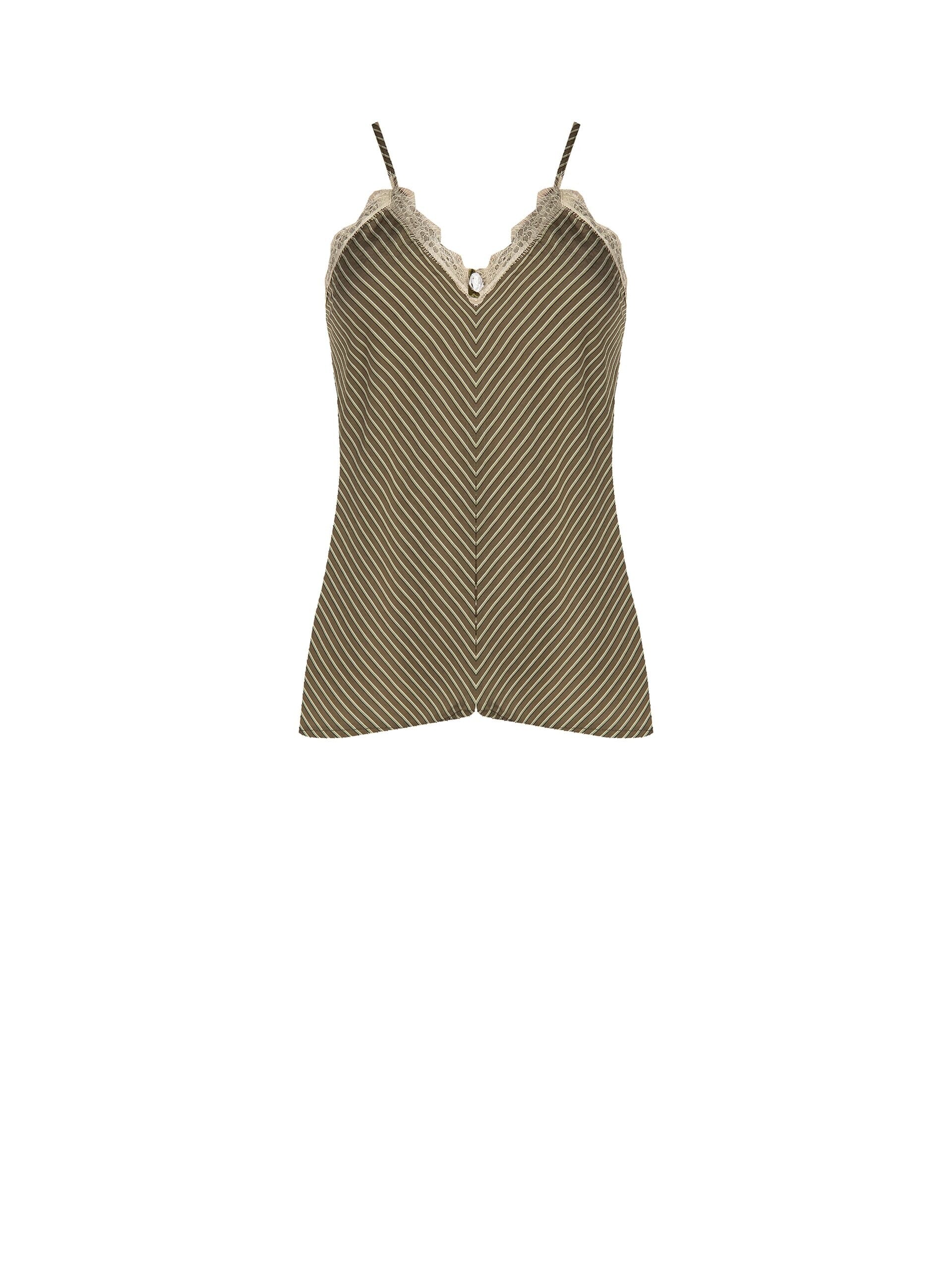 Slim Fit Viscose Blend Top with Lightly Crumpled Effect With Applied Rose And Lace Rinascimento