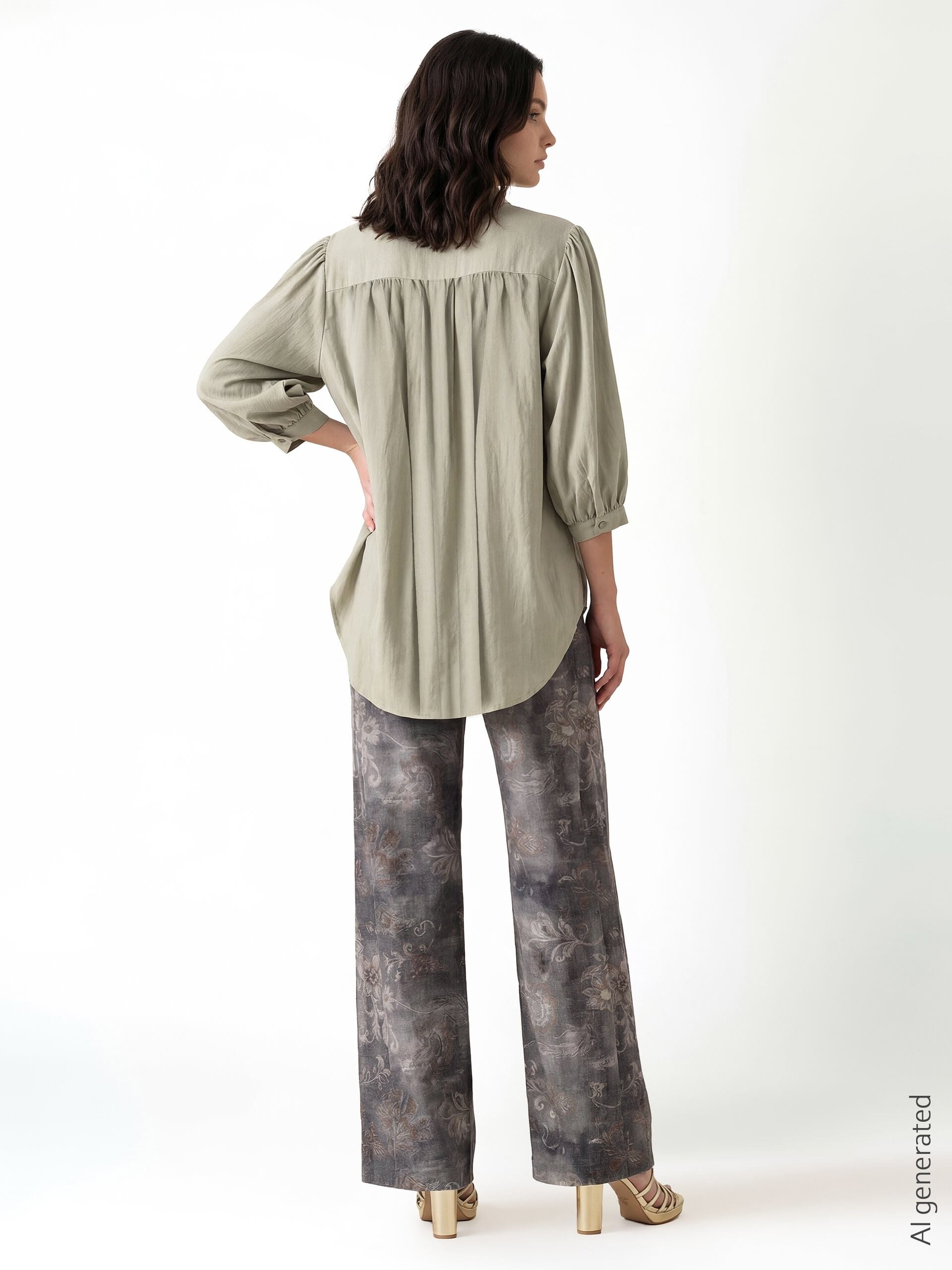 Camicia Ampia In Tessuto Leggero Misto Viscosa Con Maniche A Pipistrello Rinascimento