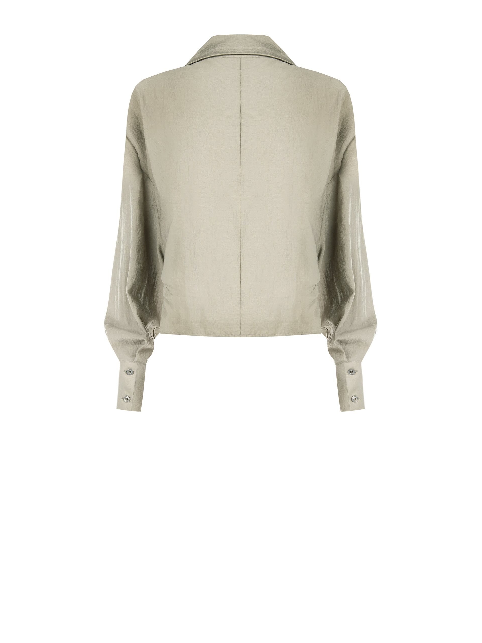 Lightweight Viscose Blend Front Balloon Shirt With V-Neck Rinascimento