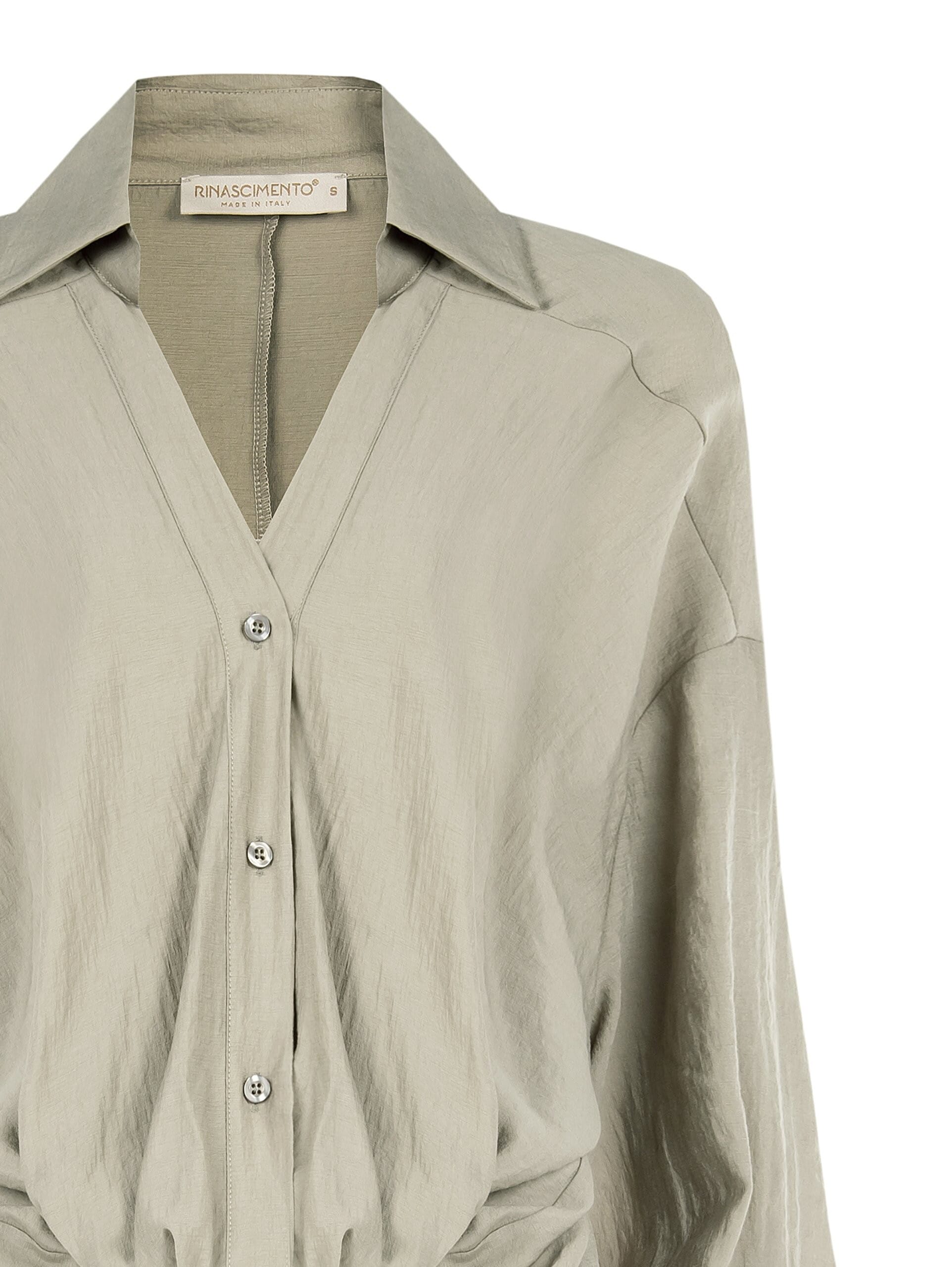 Lightweight Viscose Blend Front Balloon Shirt With V-Neck Rinascimento