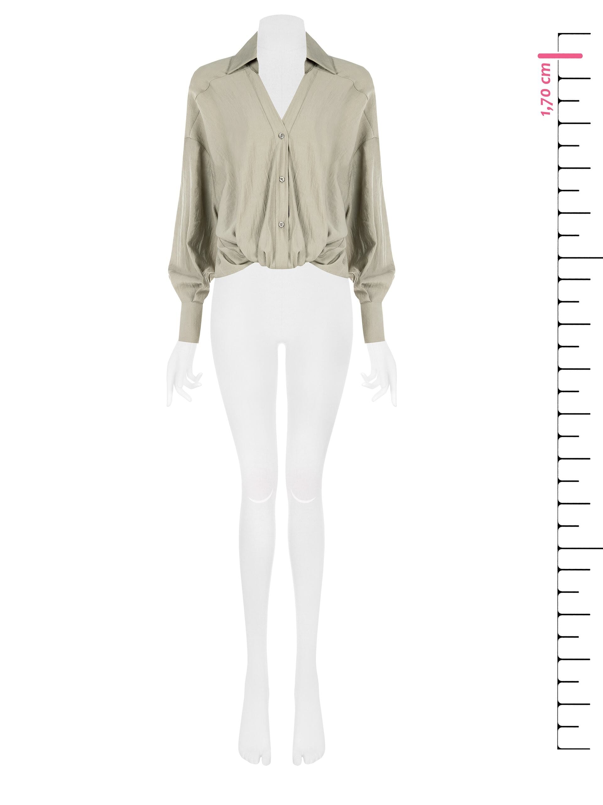 Lightweight Viscose Blend Front Balloon Shirt With V-Neck Rinascimento