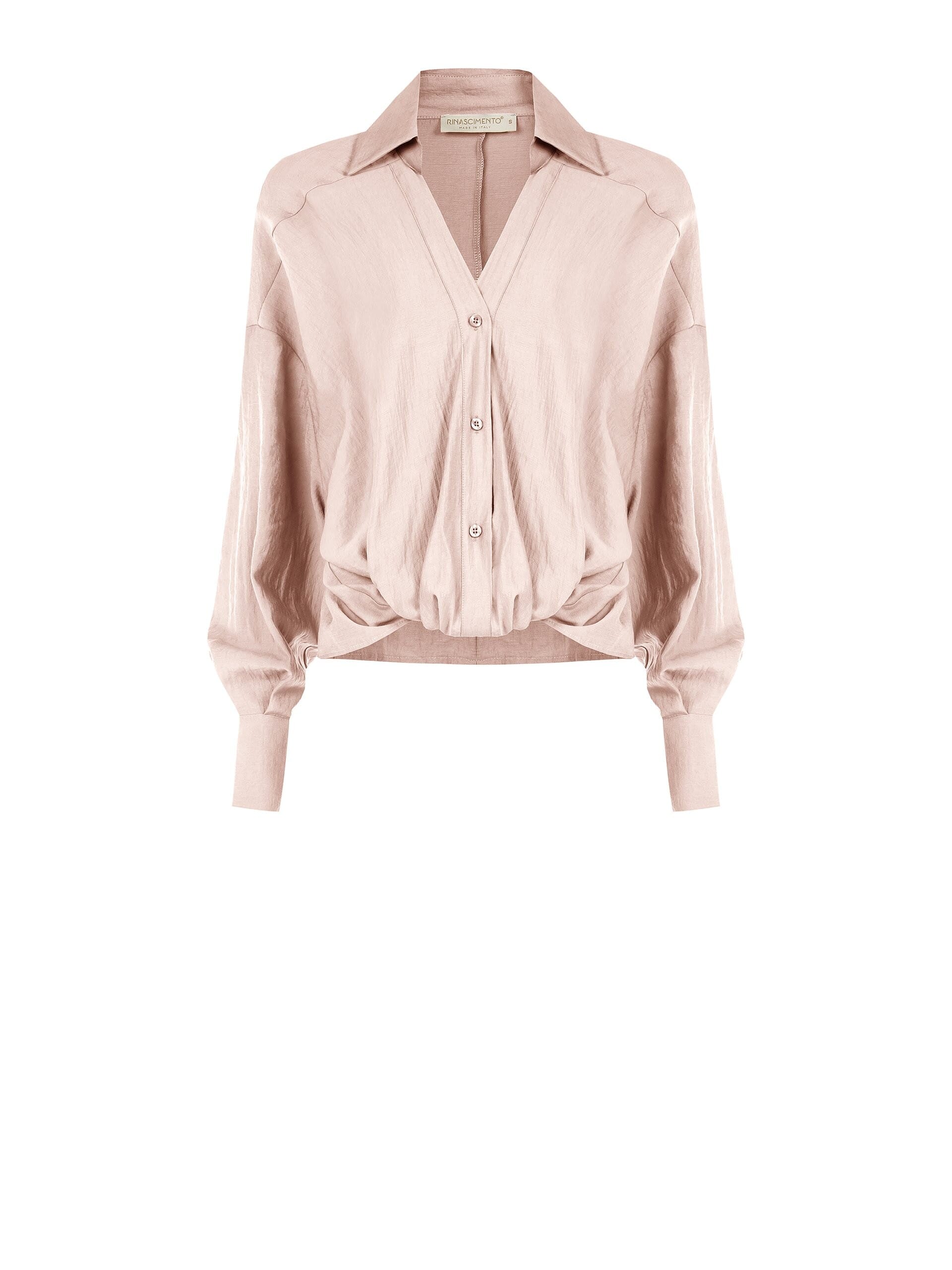 Lightweight Viscose Blend Front Balloon Shirt With V-Neck Rinascimento