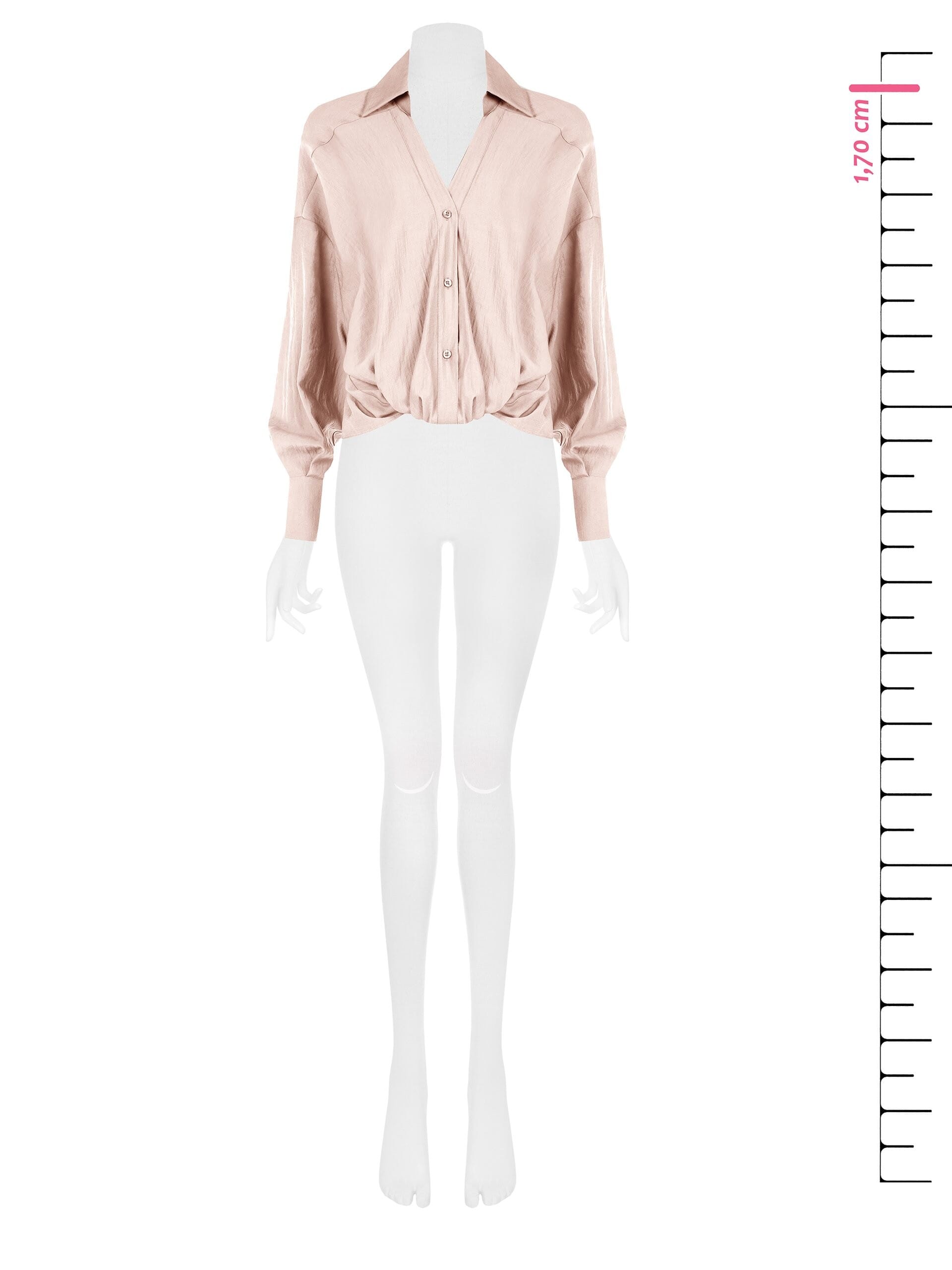 Lightweight Viscose Blend Front Balloon Shirt With V-Neck Rinascimento