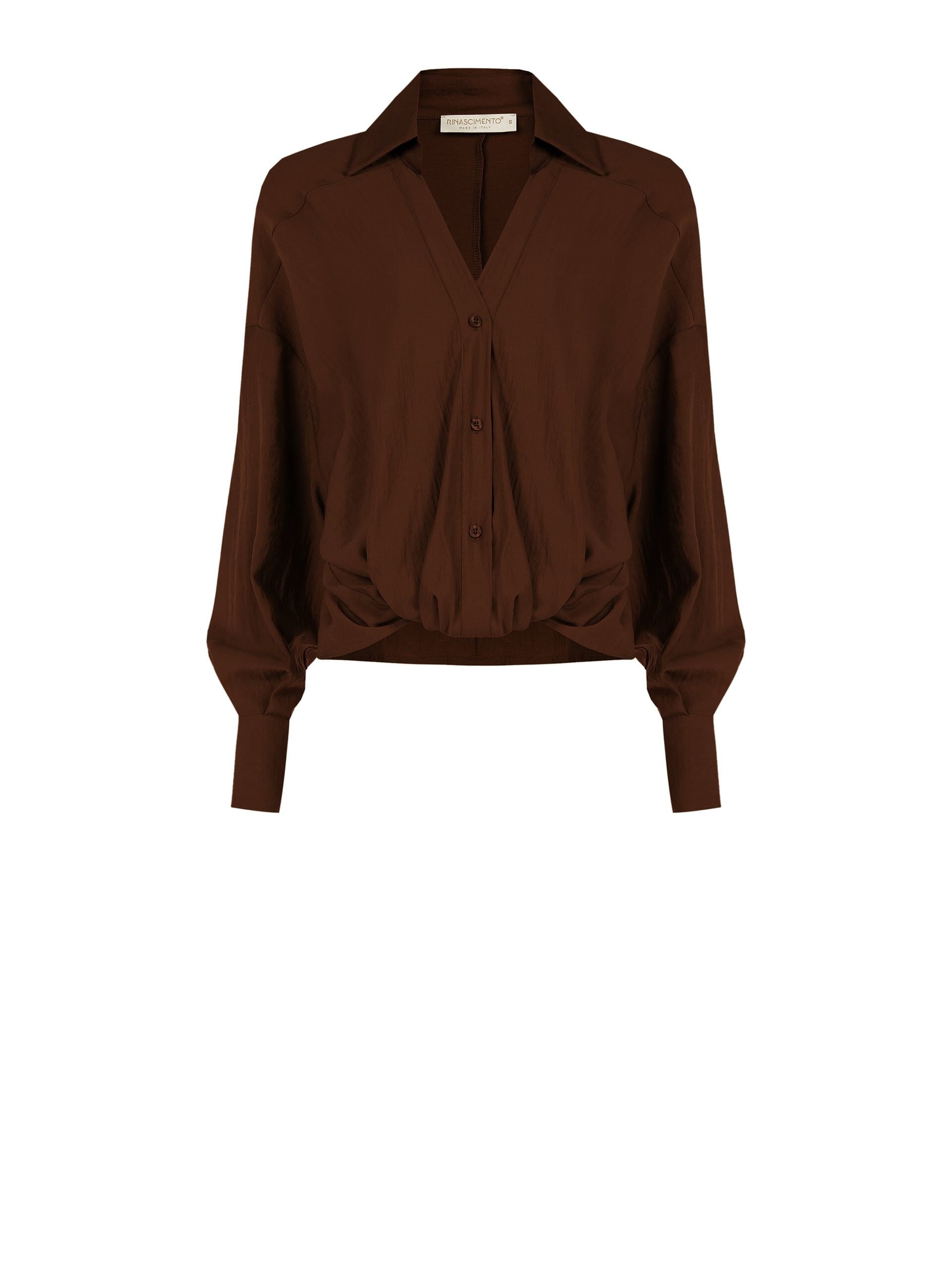 Lightweight Viscose Blend Front Balloon Shirt With V-Neck Rinascimento