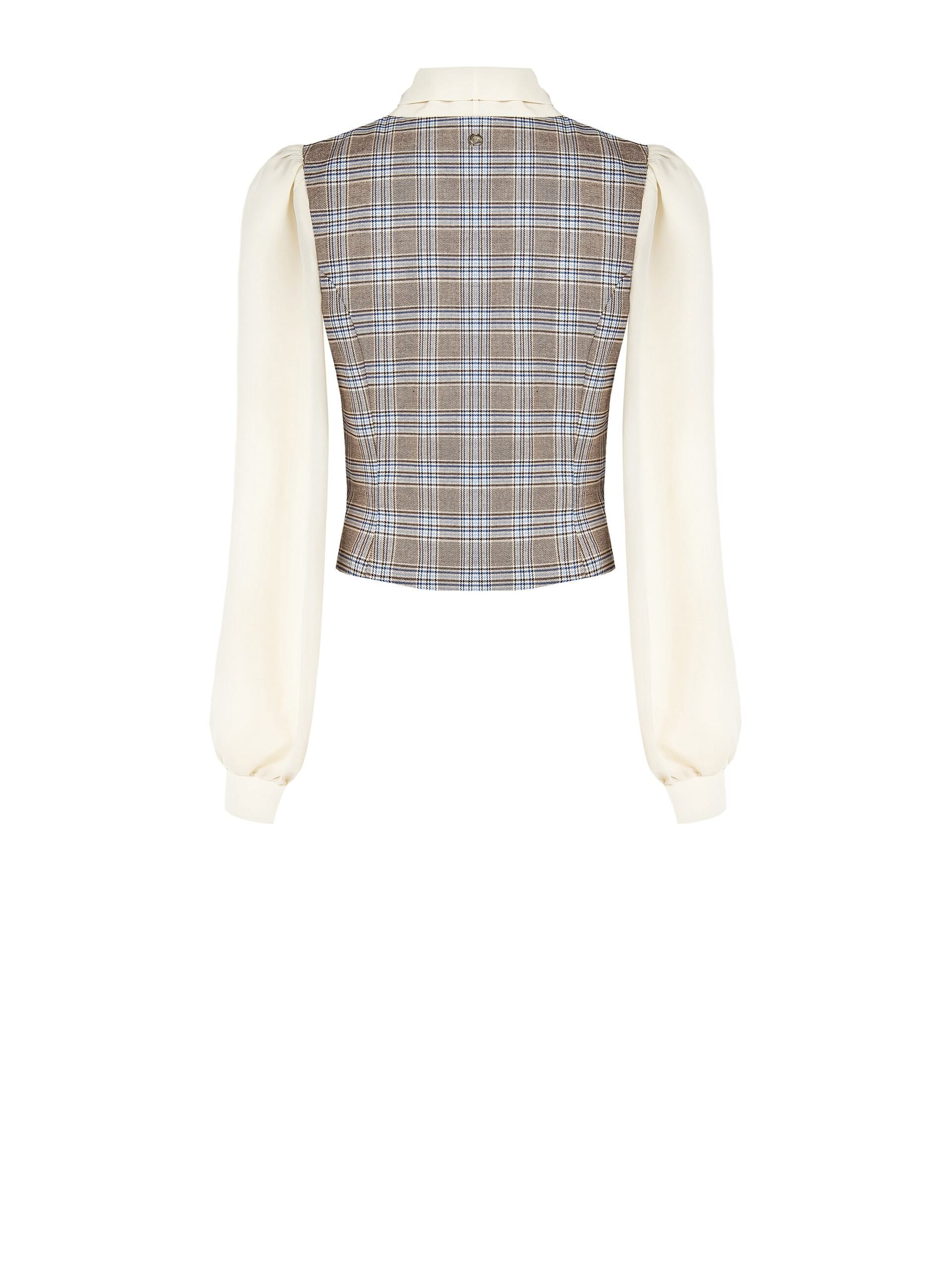 Prince of Wales Gilet Blouse With Sleeves And Georgette Collar Rinascimento