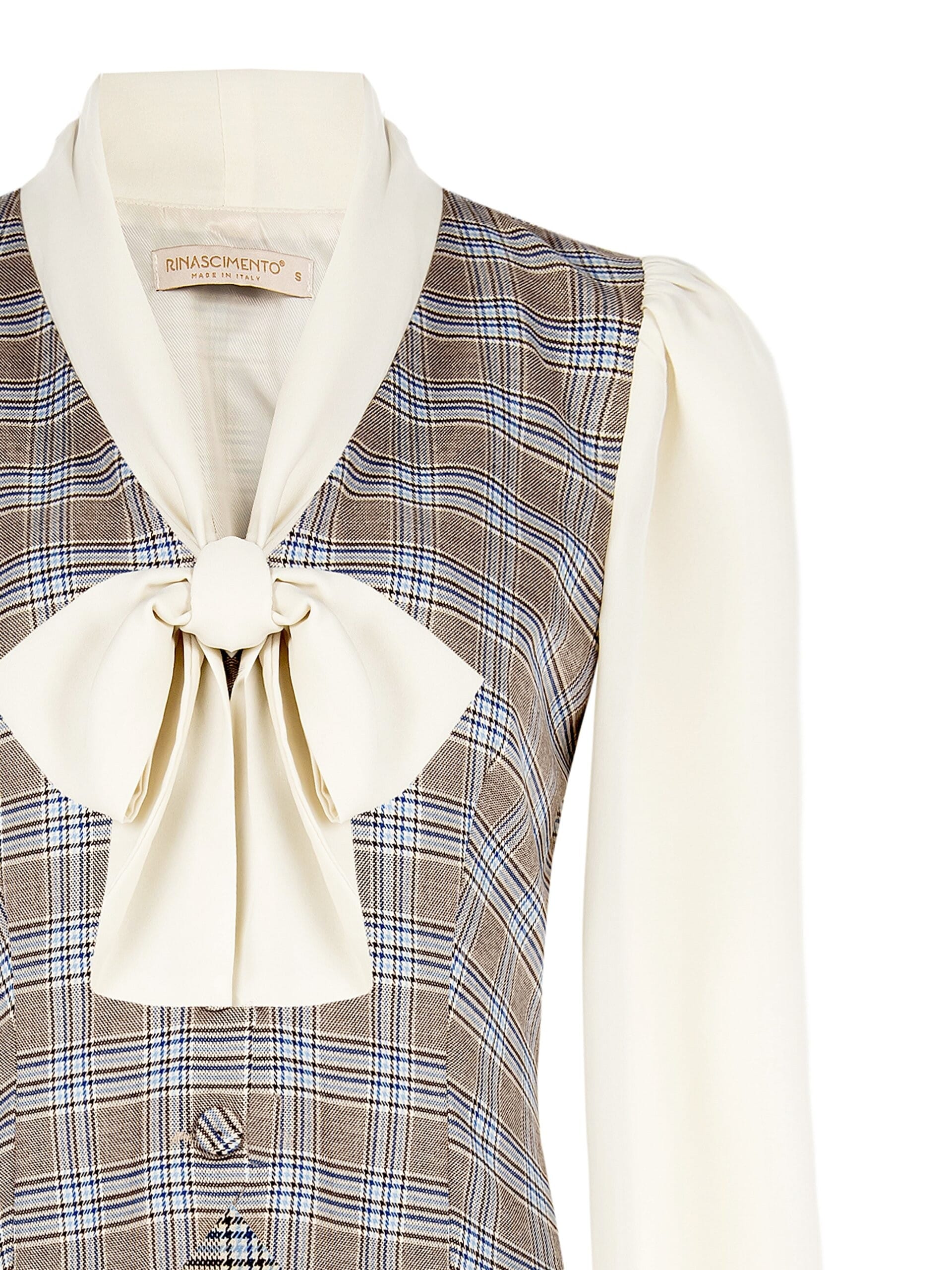 Prince of Wales Gilet Blouse With Sleeves And Georgette Collar Rinascimento