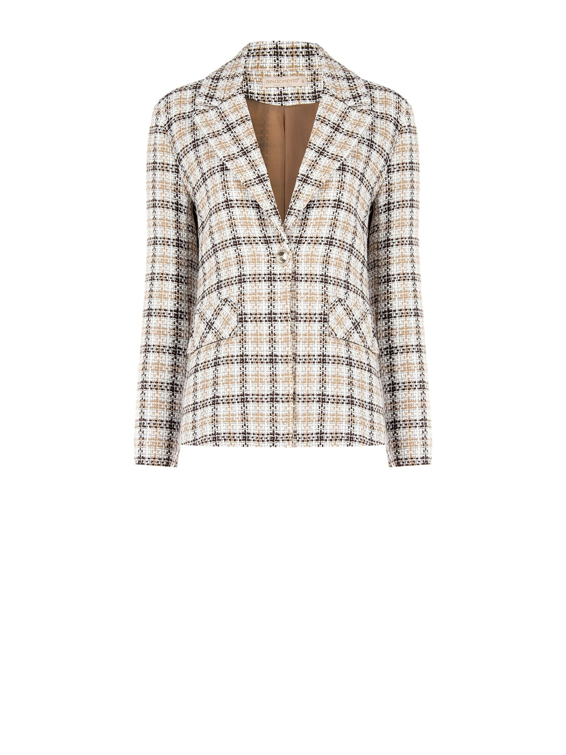 Tweed Jacket With Logo Button Rr Rinascimento