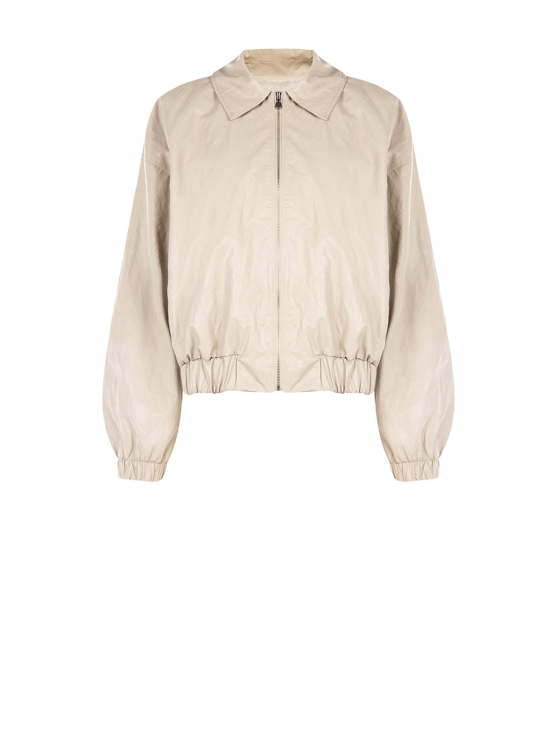 Lightly Crumpled Leatherette Bomber Jacket Rinascimento