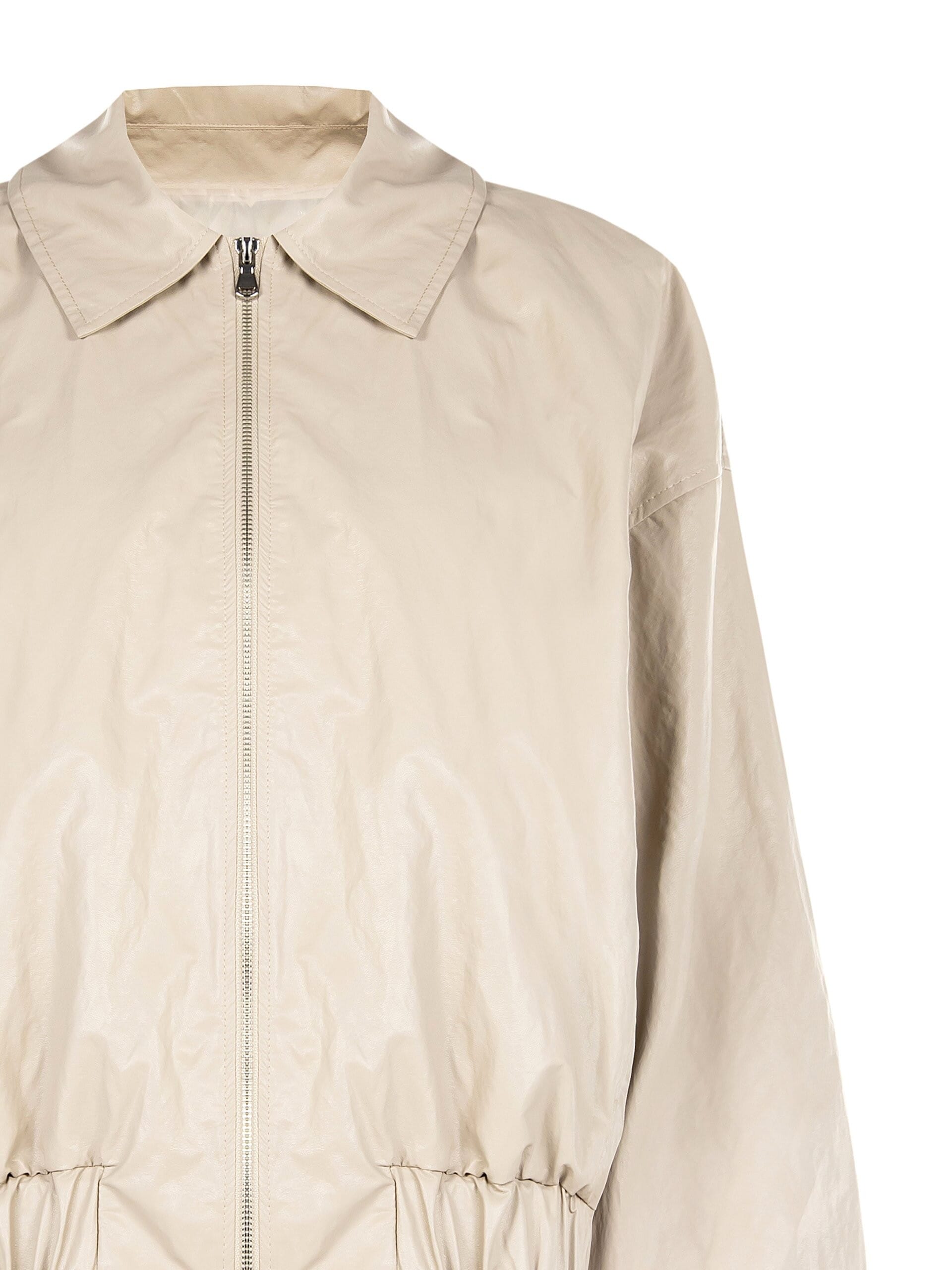 Lightly Crumpled Leatherette Bomber Jacket Rinascimento