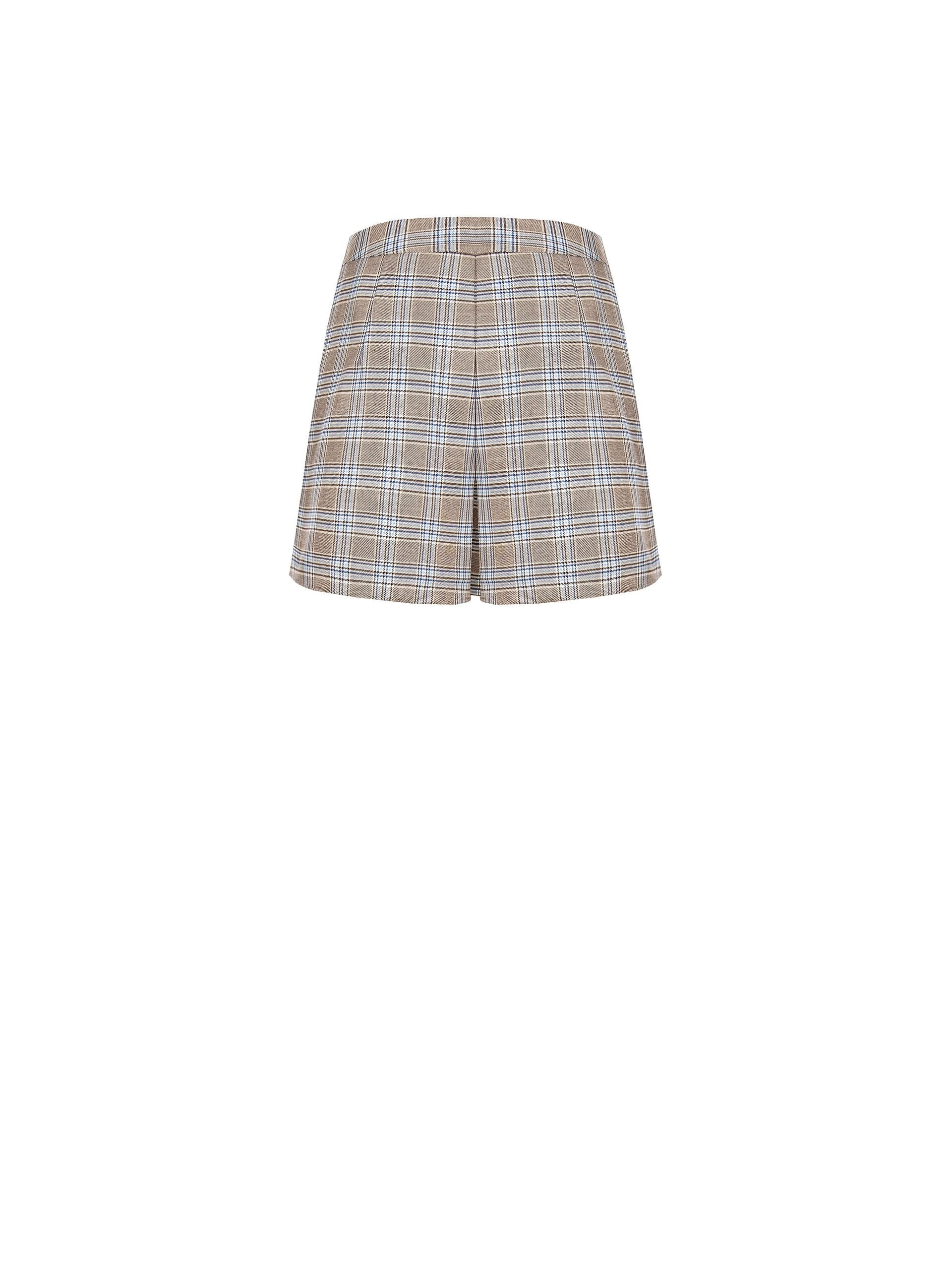 Prince of Wales Pleated Front Pant Miniskirt Rinascimento