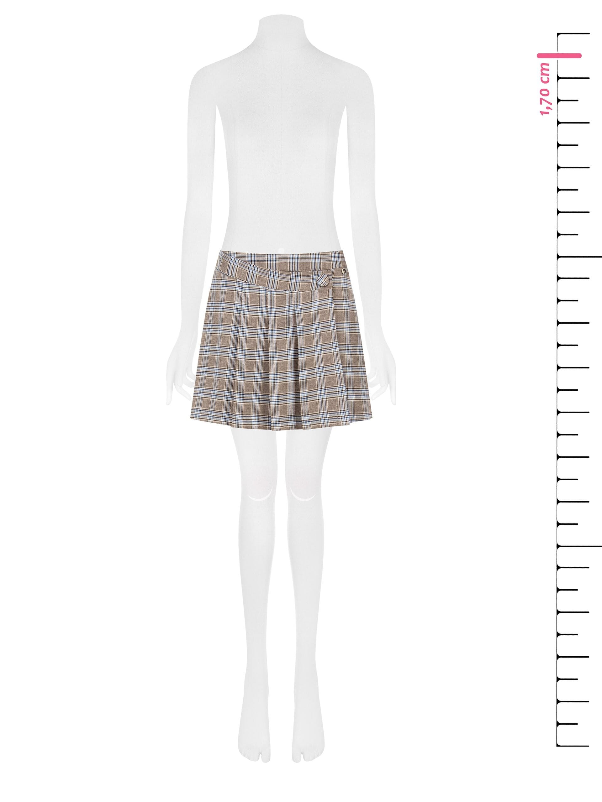 Prince of Wales Pleated Front Pant Miniskirt Rinascimento