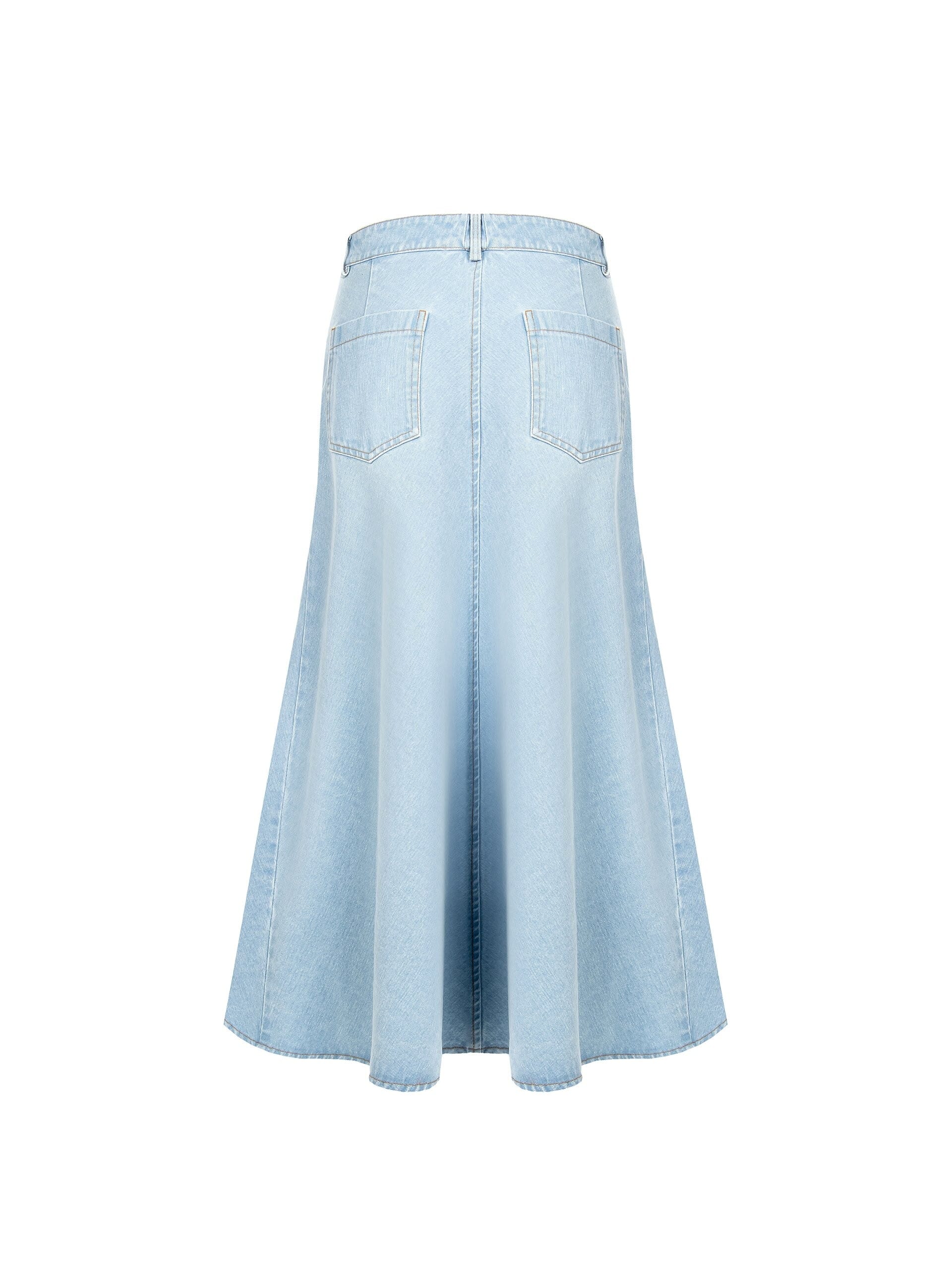 Rinascimento Light Wash Denim A-line Long A-line Skirt