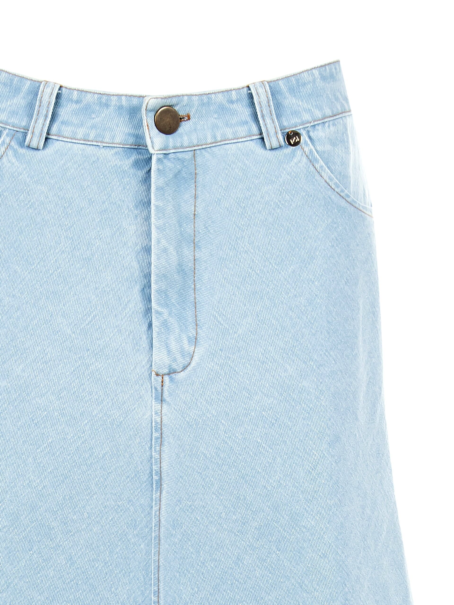 Rinascimento Light Wash Denim A-line Long A-line Skirt