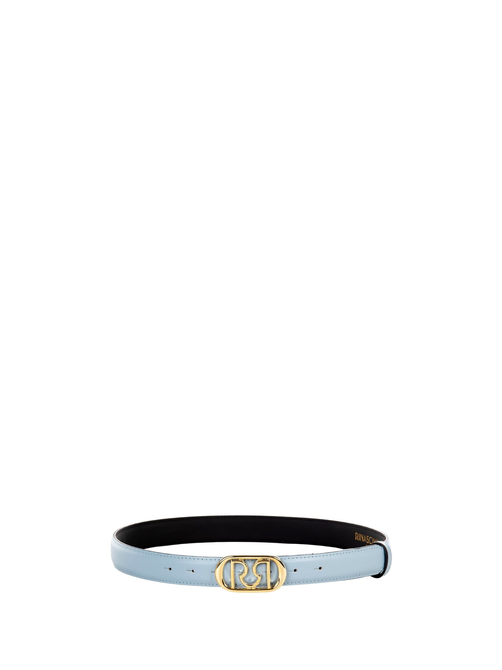 Ceinture fine en cuir rigide avec boucle ovale et logo Rr Rinascimento