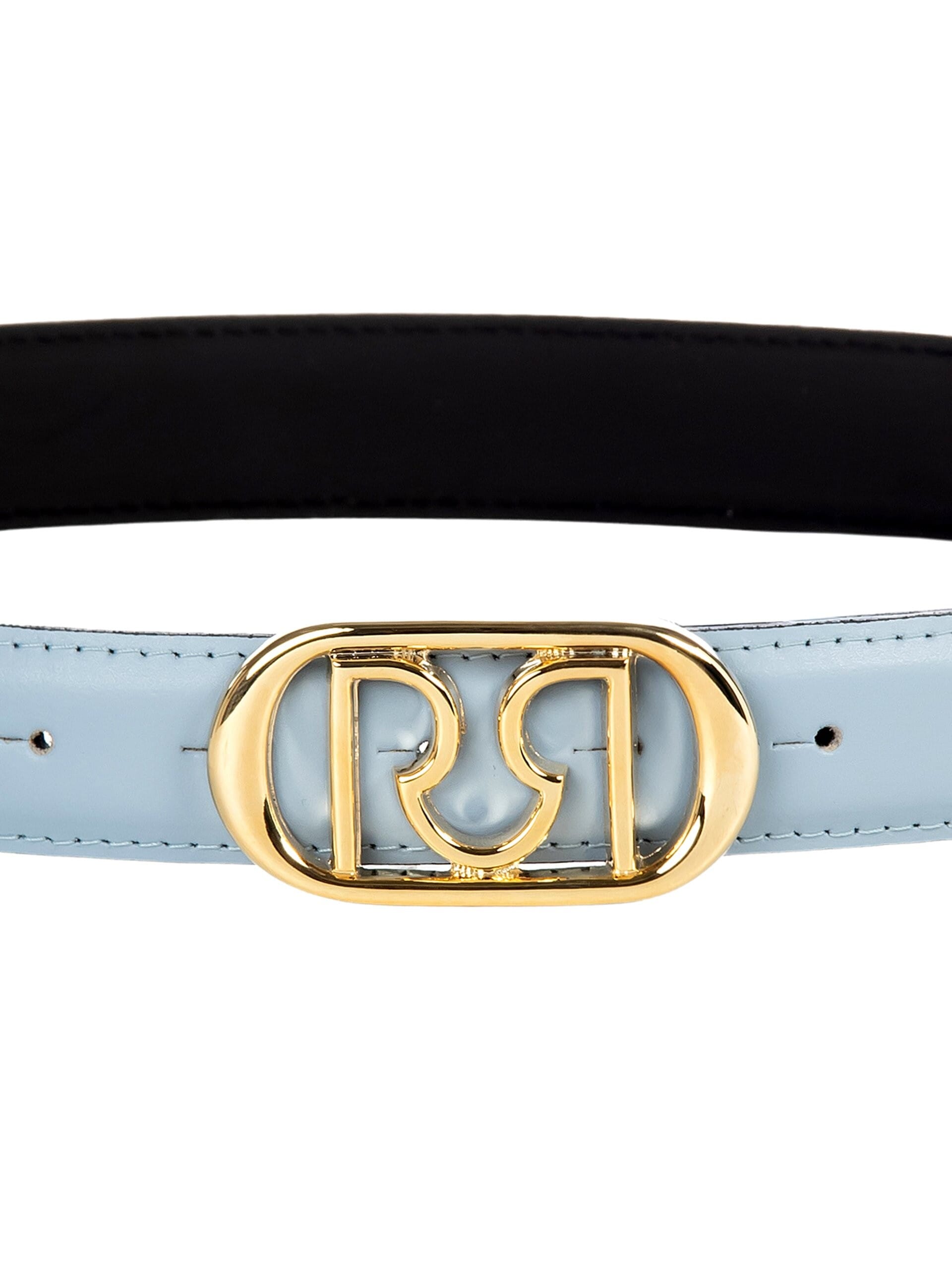 Ceinture fine en cuir rigide avec boucle ovale et logo Rr Rinascimento