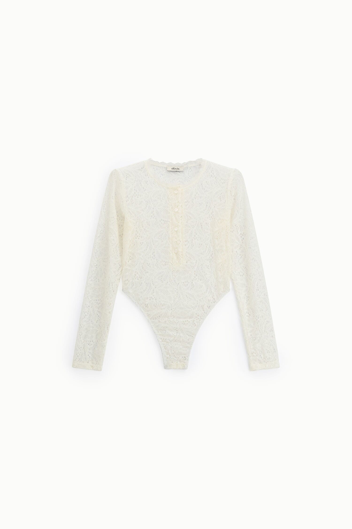Lace Bodysuit With Long Sleeves And Buttons Dixie