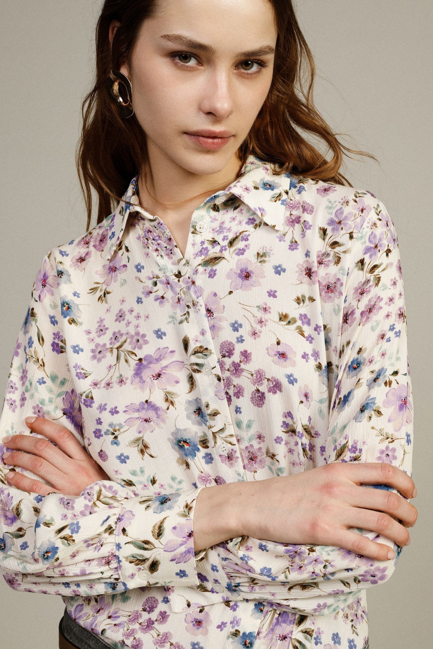 Shirt With Floral Print And Long Sleeves Dixie