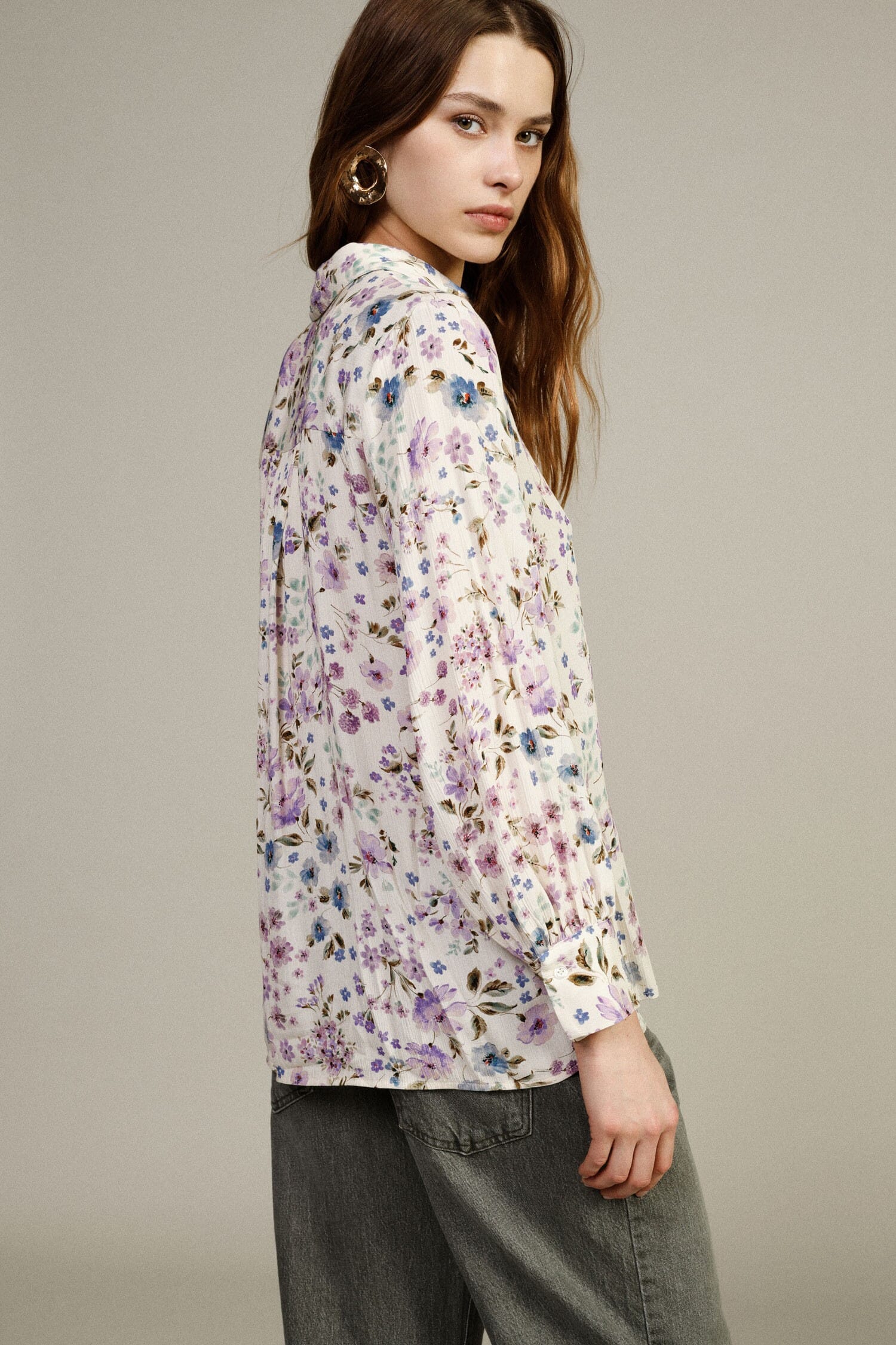 Shirt With Floral Print And Long Sleeves Dixie