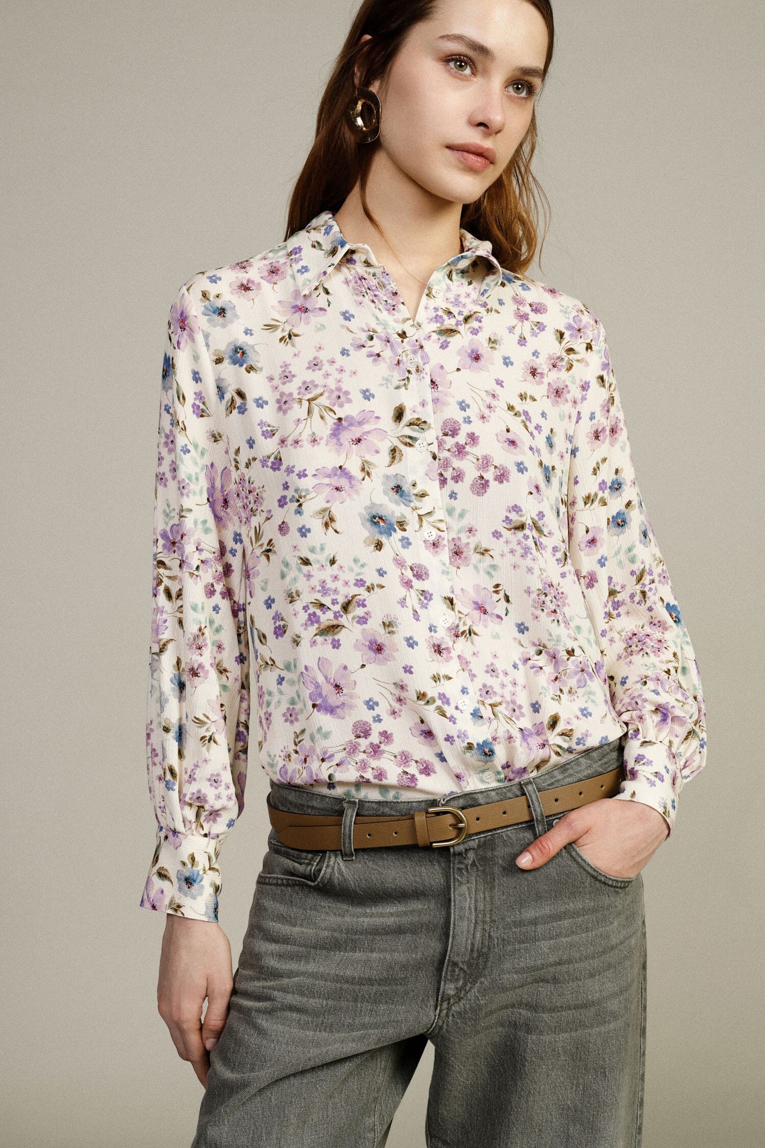 Shirt With Floral Print And Long Sleeves Dixie