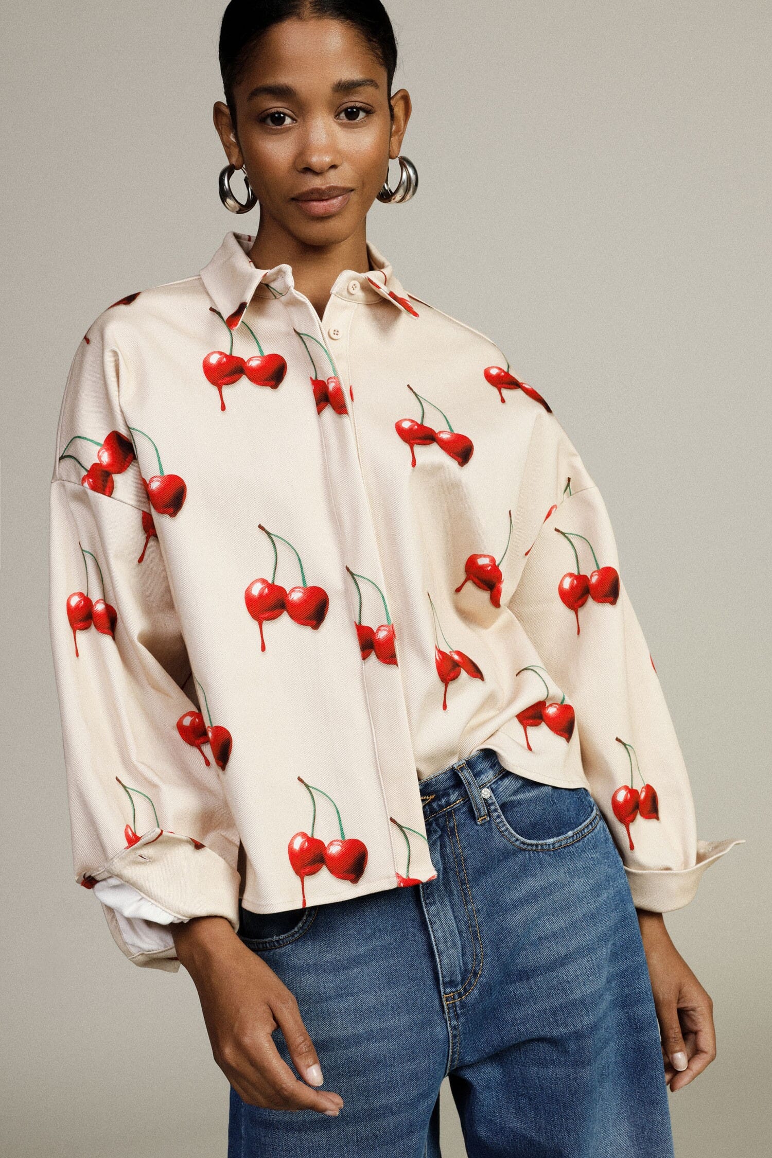 Cherry Print Shirt With Long Sleeves Dixie