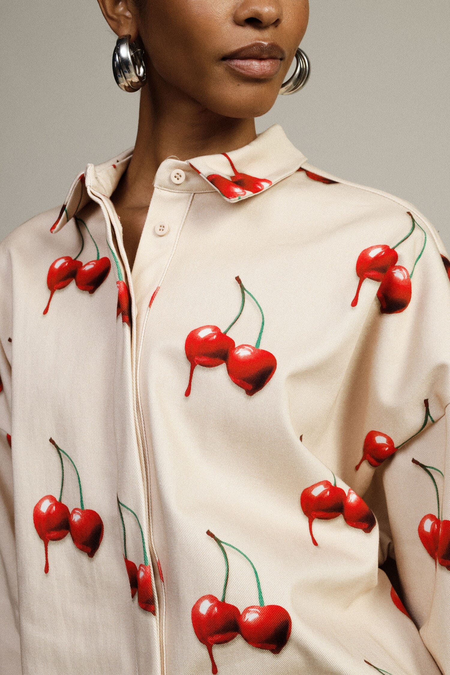 Cherry Print Shirt With Long Sleeves Dixie